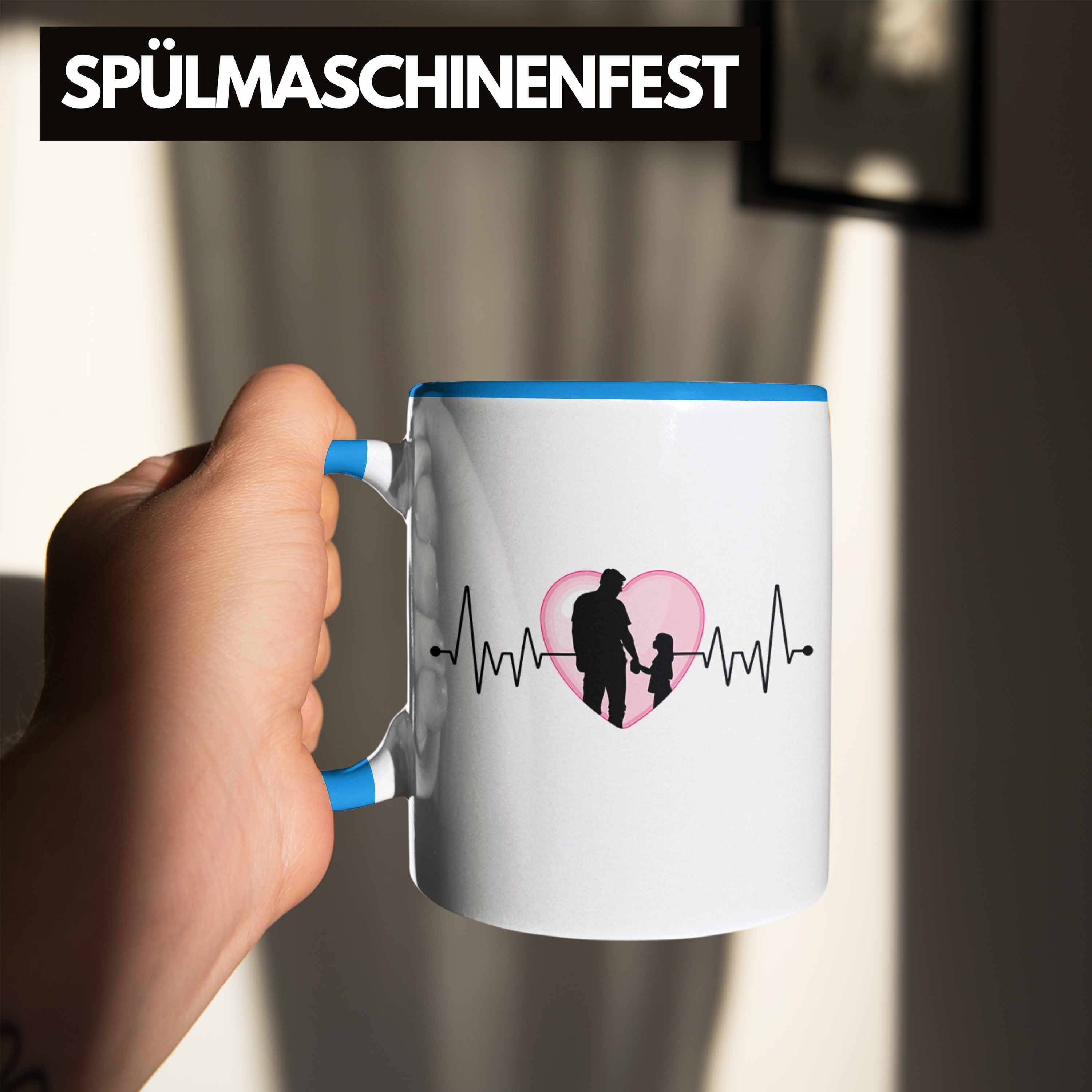 von Tasse Vatertag Trendation Geschenk Geschenk Tasse Papa Herzschlag Blau Tocht und Tochter