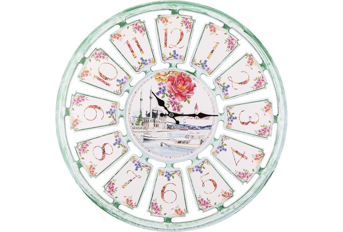 Dekonaz Wanduhr Wanduhr Dekoration Ortaköy Rund Grün Istanbul