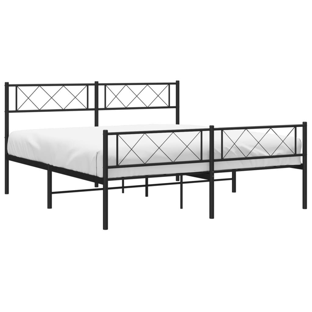 vidaXL Bett Bettgestell mit Kopf- und Fußteil Metall Schwarz 140x190 cm