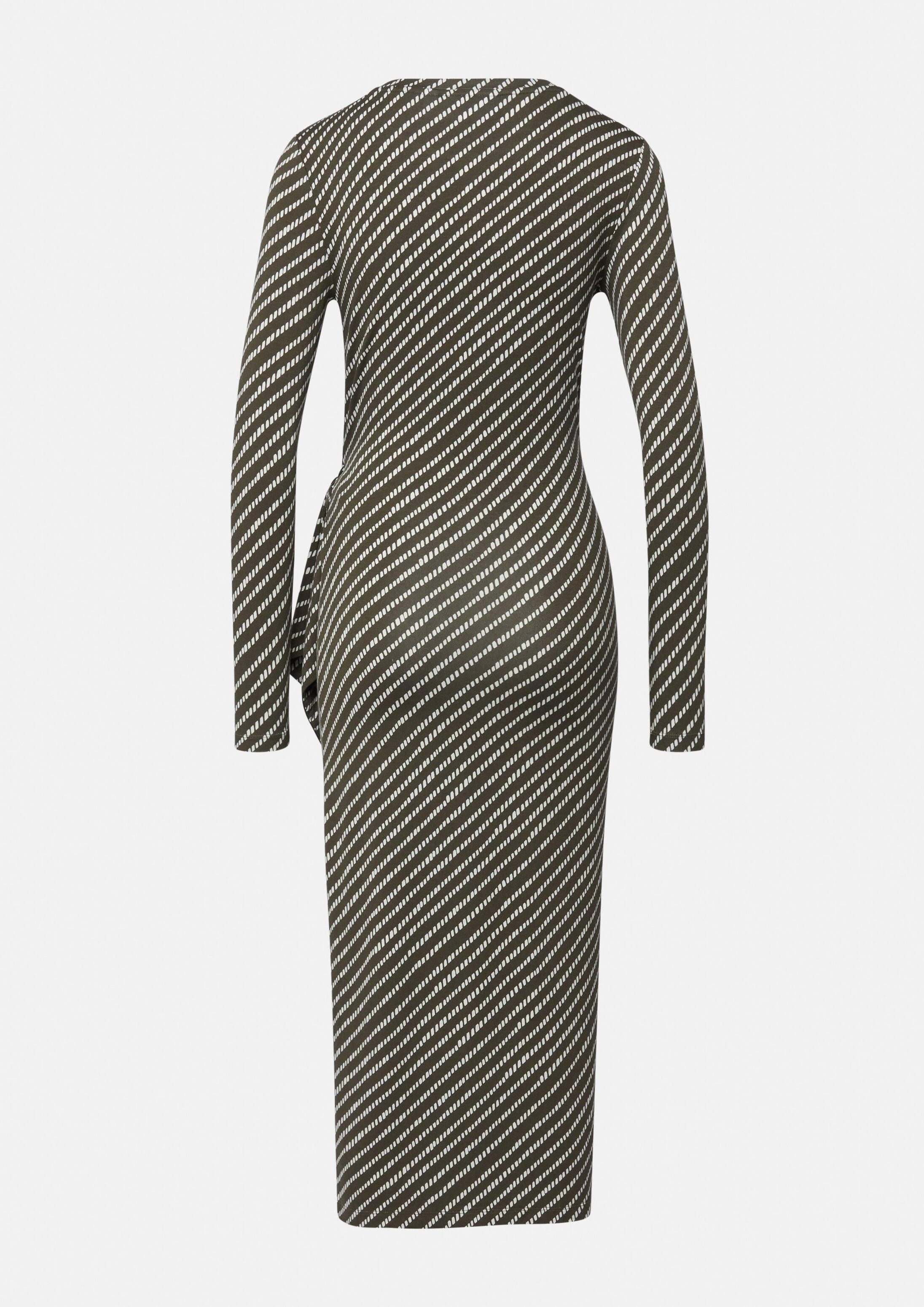 comma Midikleid Kleid Jerseykleid mit All-over-Print und Wickeldetail