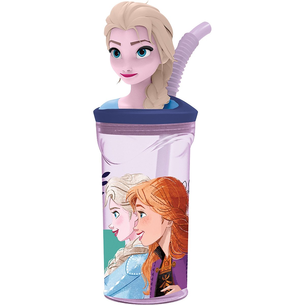 p:os Trinkflasche Trinkbecher Disney Frozen 3D Figur mit Strohhalm 360ml