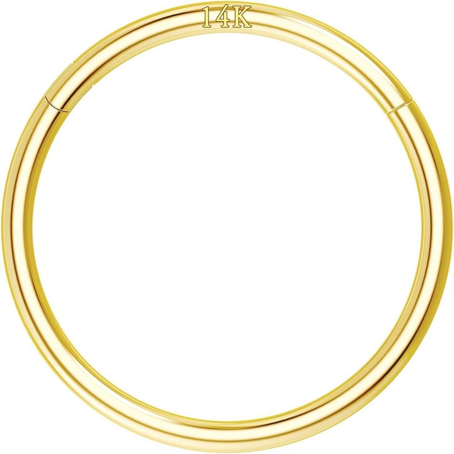 OUFER Nasenpiercing 16G 14K Solid Gold Hinged Segment Nose Lip Cartilage Earring