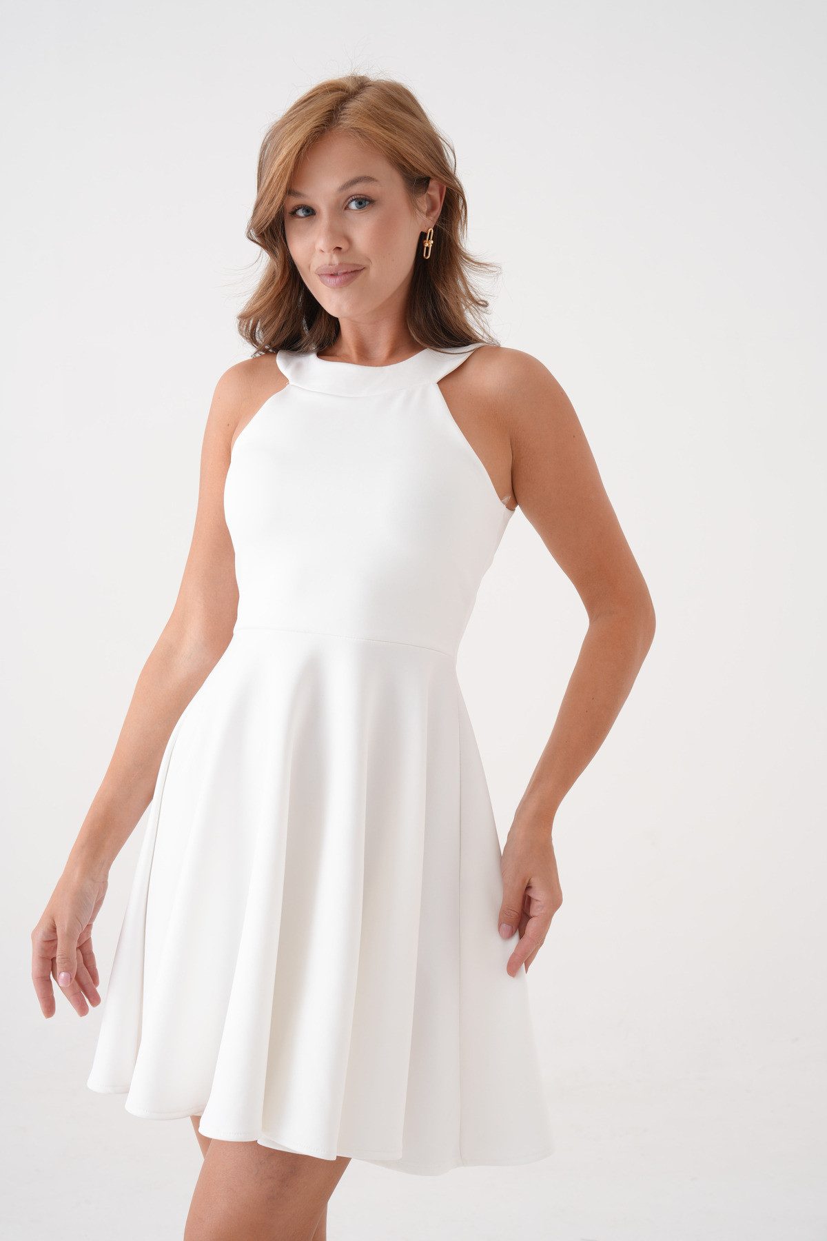 WOMAN VISION Minikleid Damen Weißes Stretchiges Scuba-Gewebe Ärmelloses Fit günstig online kaufen