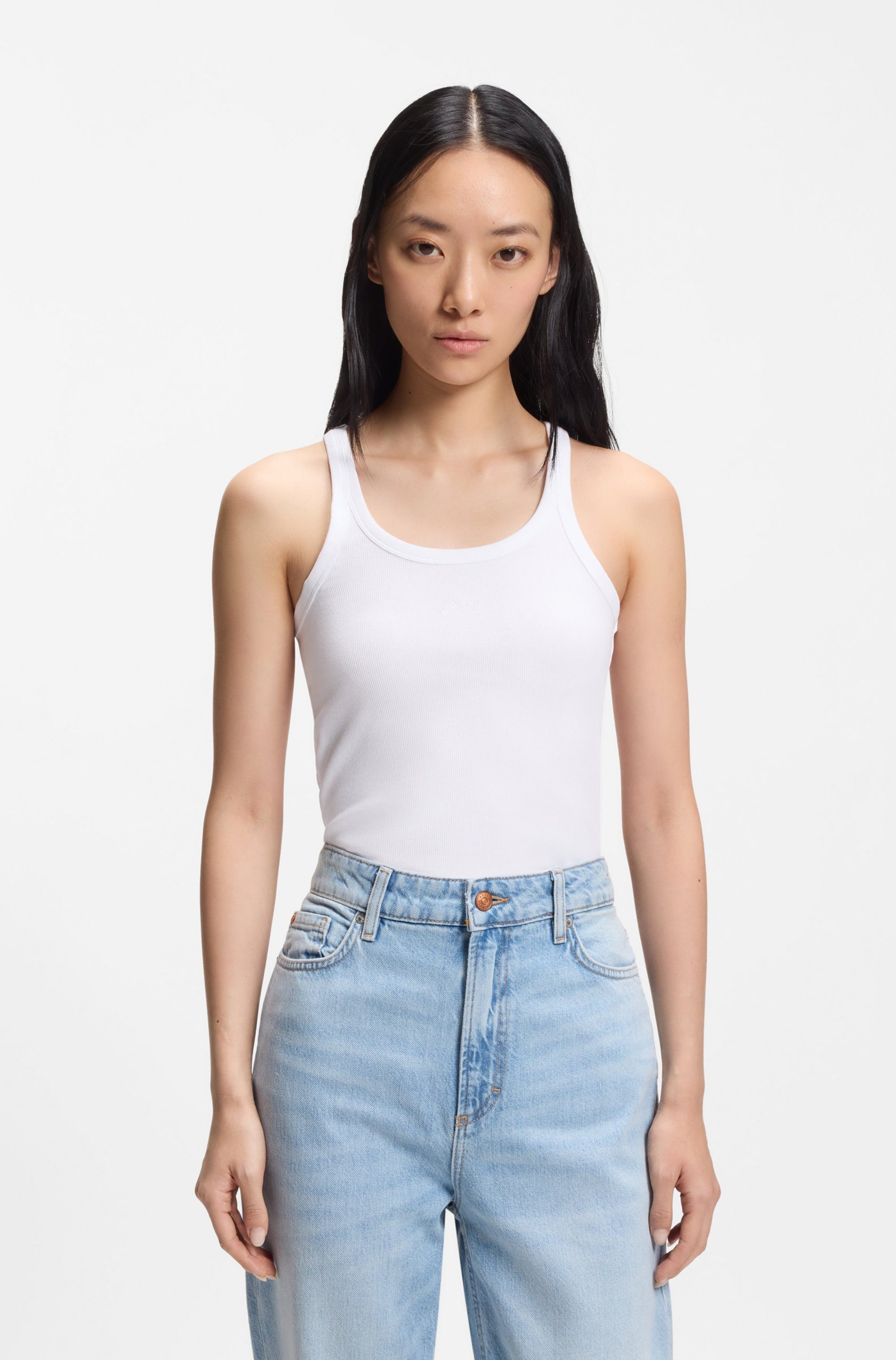 BOSS ORANGE Ripptanktop Epetite Premium Damenmode Slim Fit mit Logostickerei