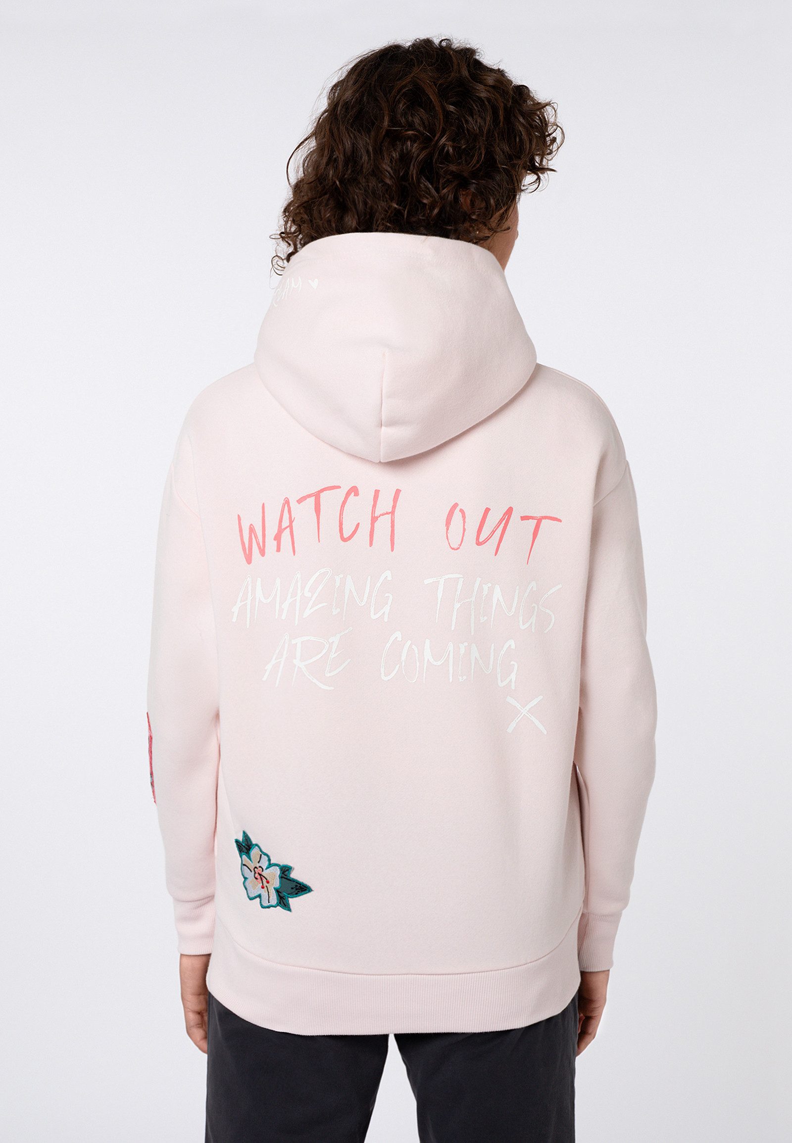 Eight2Nine Kapuzenpullover Damen Hoodie mit auffälligem Pigmentprint Sweater, Kapuzensweatshirt mit seitl. Eingrifftaschen