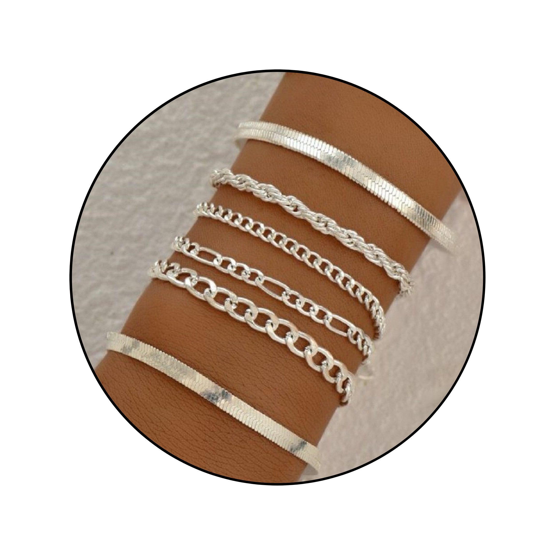 GOLDKLEIN Schmuckset 6 Stück Silber Edelstahl Armbänder Schmuck (6-tlg), An günstig online kaufen