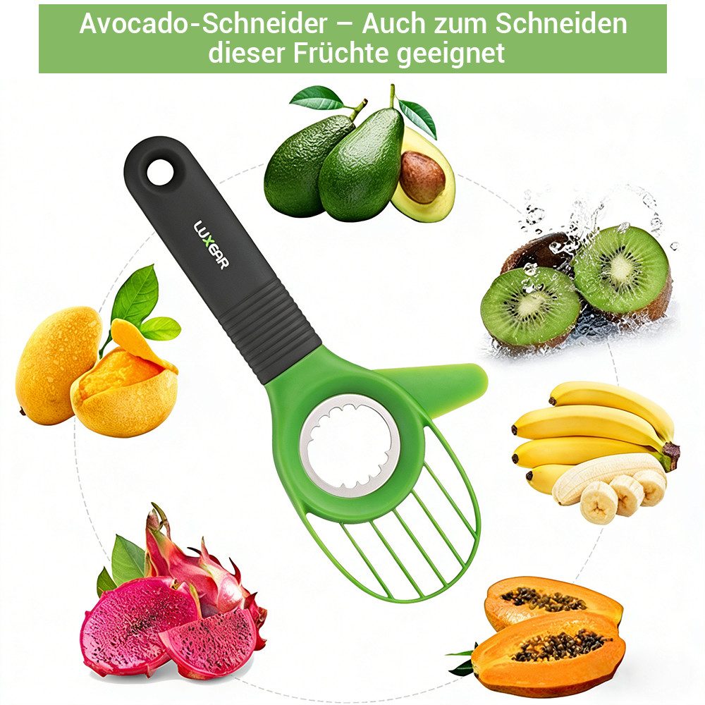 Elegear Obstschneider 3-in-1 Avocadoschneider mit weichem Griff Grün, multifunktionaler, (1-tlg), rutschfeste Griffe, Geeignet für Kiwi und Avocado, Tragbar – Bild 5 von 5