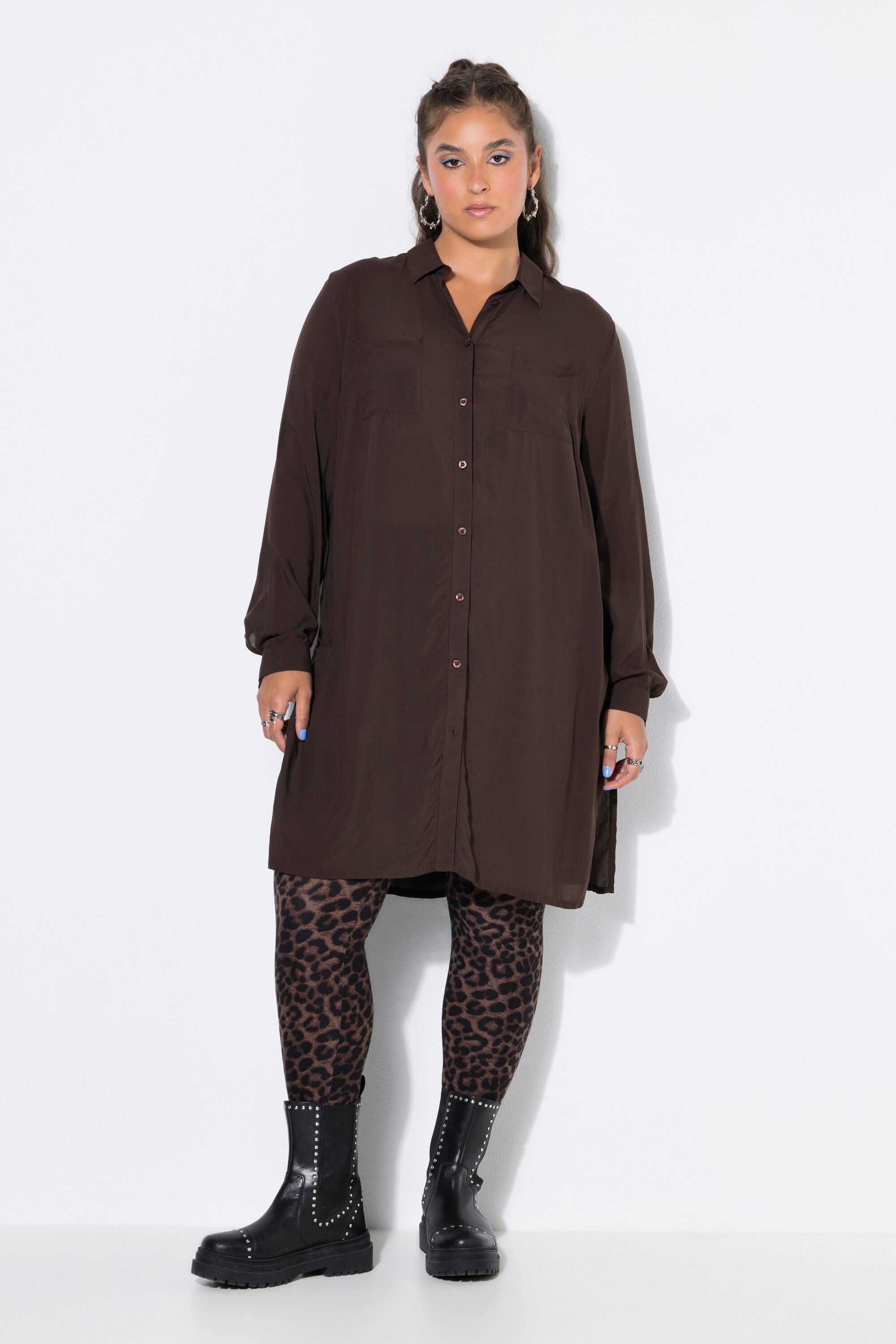 Studio Untold Longbluse Long-Hemdbluse Boxy Fit Modal Hemdkragen Langarm Bestseller