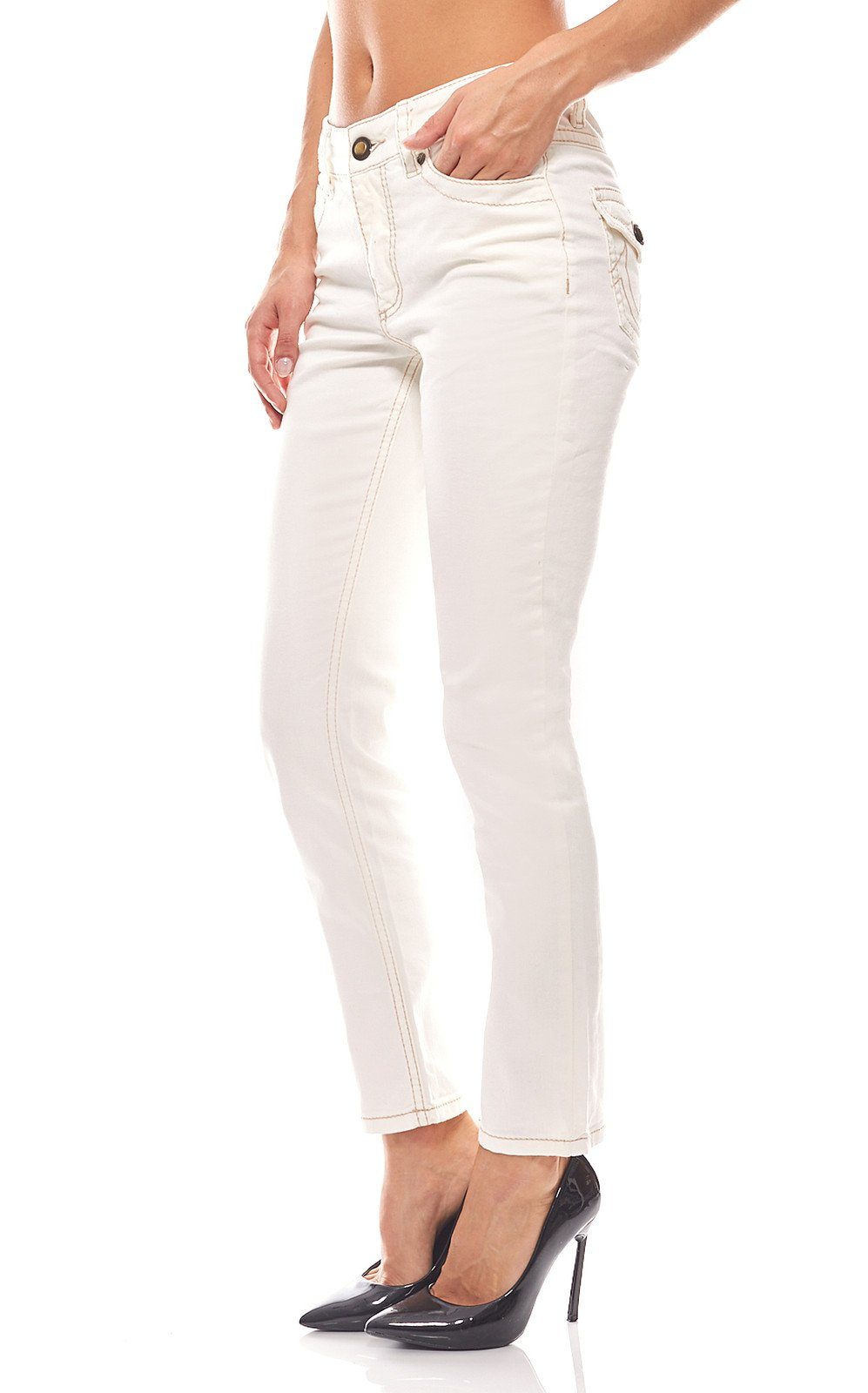 heine Regular-fit-Jeans »Frauen Sommer-Jeans Hose Trend Jeans Damen  Kurzgrößen Travel Couture Weiß« online kaufen | OTTO