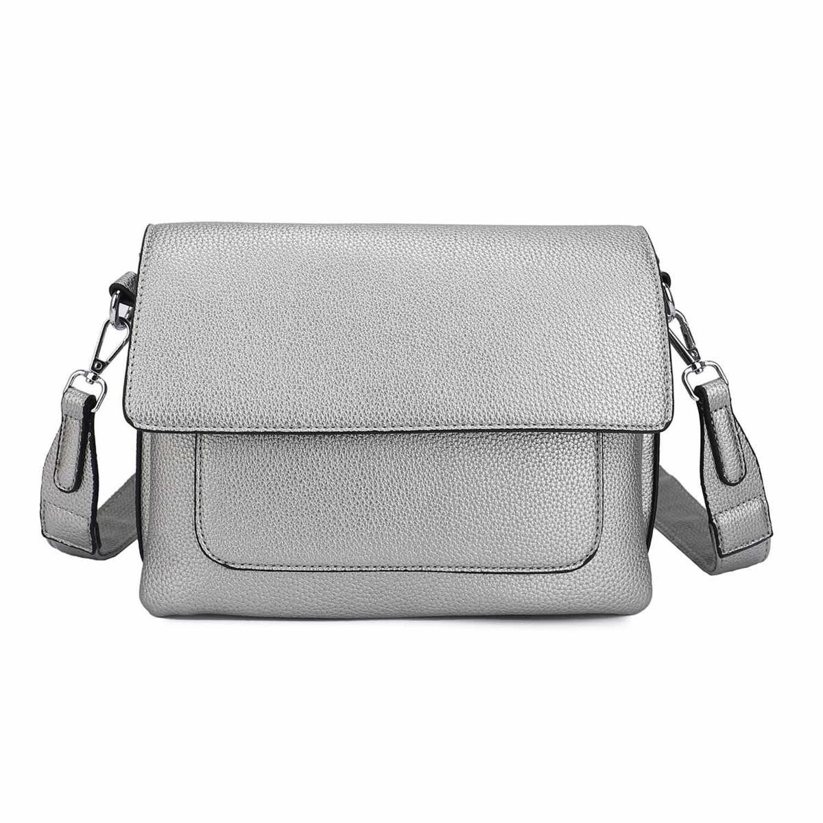 ITALYSHOP24 Schultertasche Damen Crossbody Bodybag Umhängetasche Messenger Brusttasche Crossover (Spar-Set Clutch, Tasche mit einem breitem Muster Stoffgurt/Umhängeband, Leder Optik), Handtasche Shopper Freizeit Damentasche Reise Leder Optik