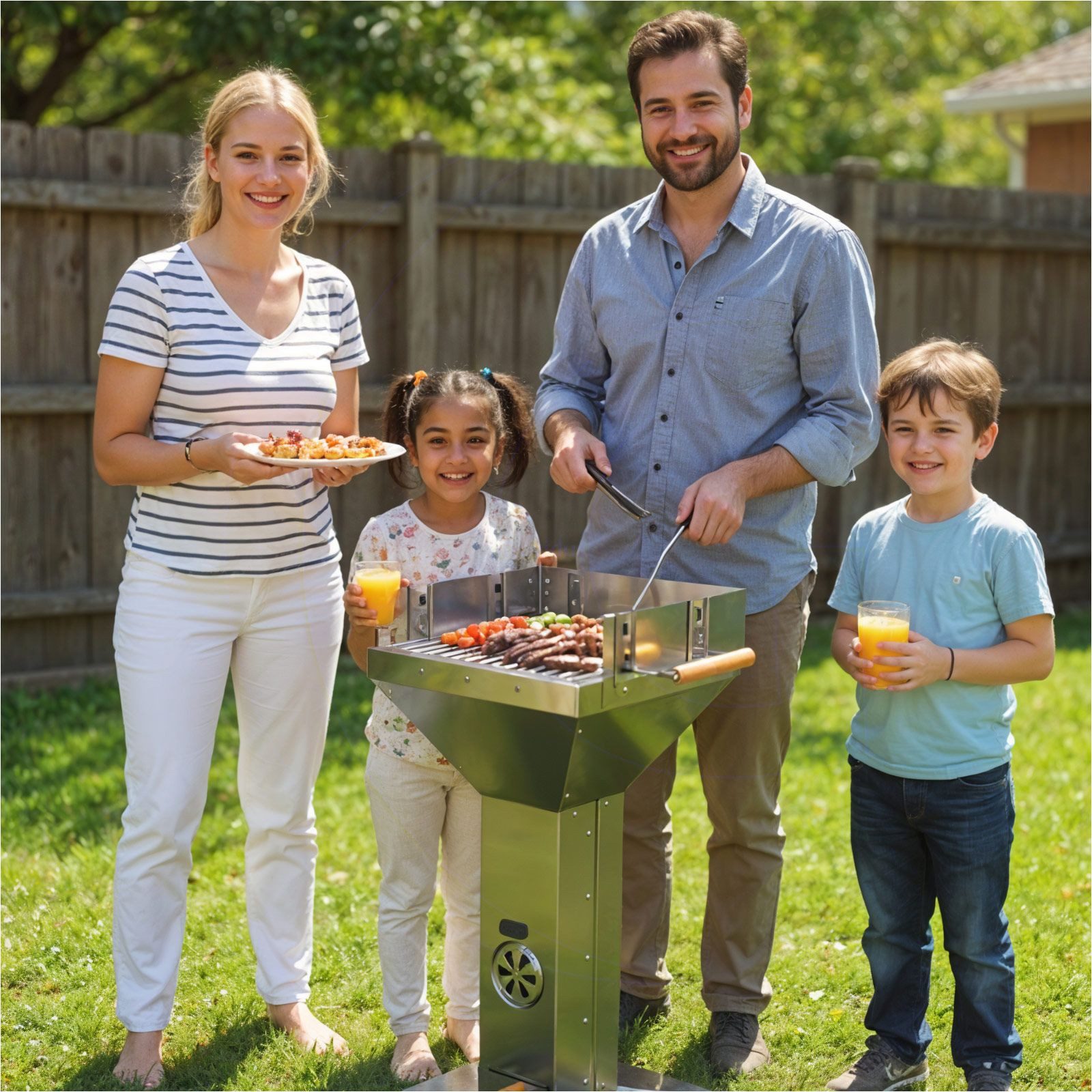 Gravidus Holzkohlegrill EDELSTAHL Säulengrill BBQ