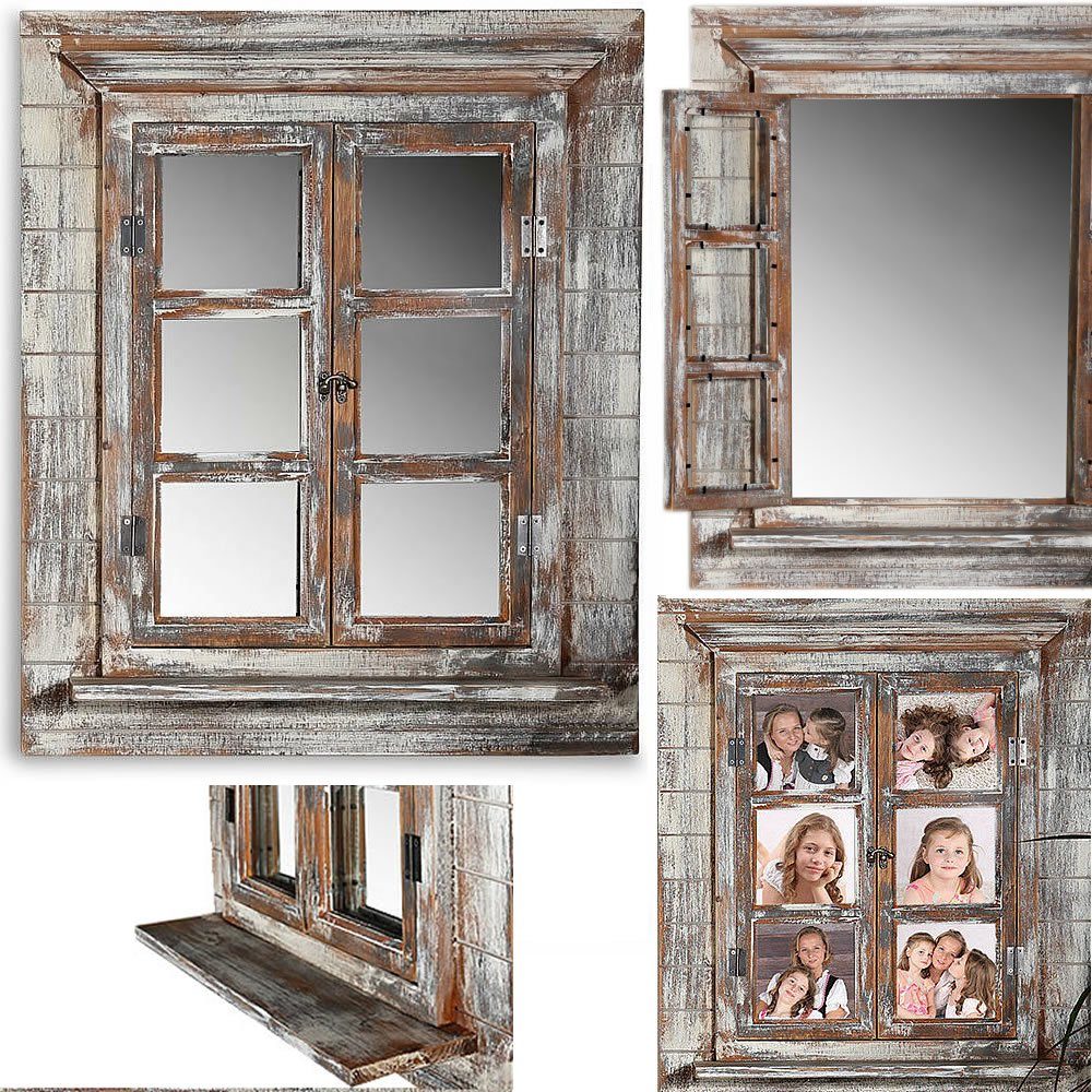 Mucola Wandspiegel Wandspiegel Spiegel Braun Braun | Dekospiegel Bilderrahmen Fotorahmen (Stück) Fensterladen