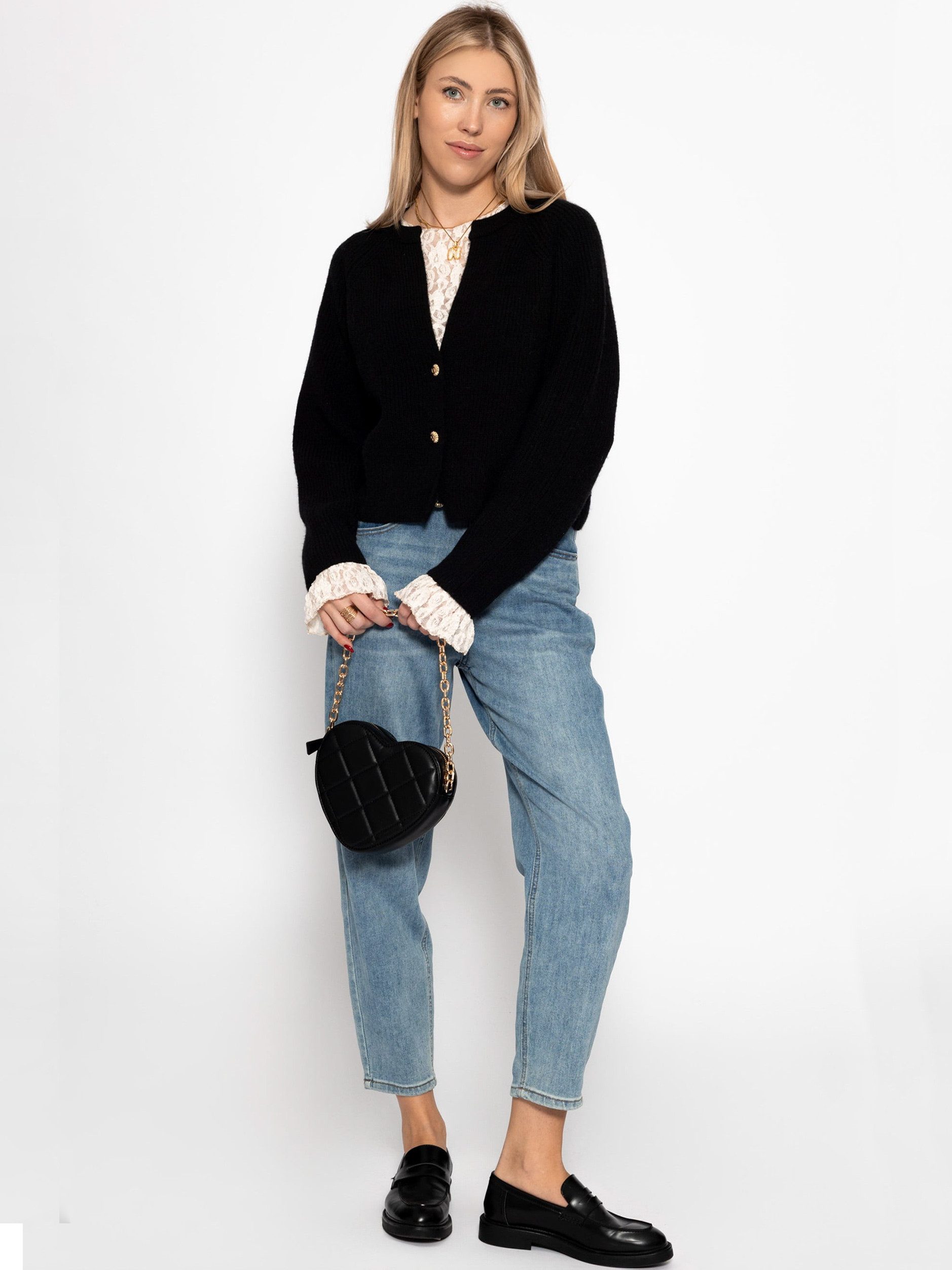 SASSYCLASSY Langarmshirt Spitzenshirt mit Volantärmeln Damen Transparentes günstig online kaufen