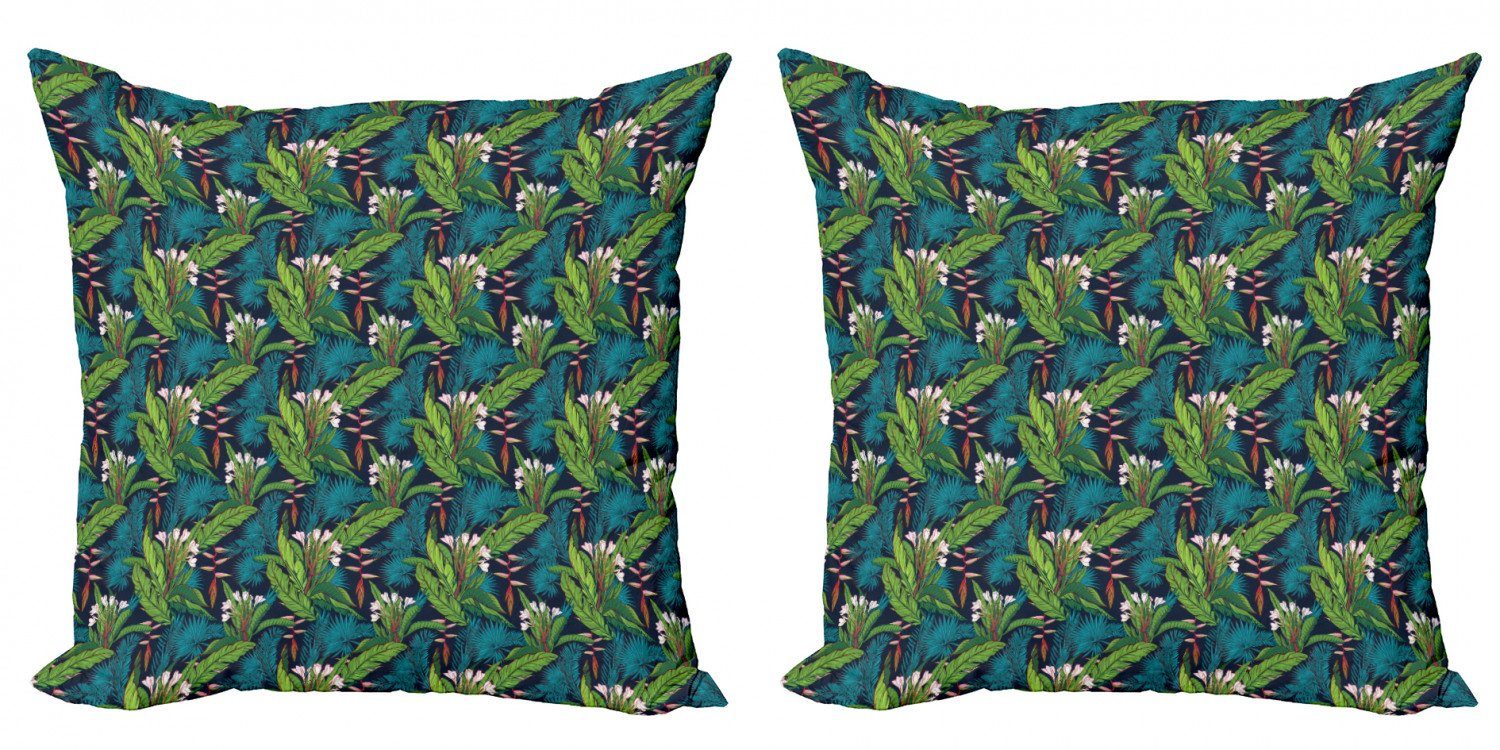 Kissenbezüge Modern Accent Doppelseitiger Digitaldruck, Abakuhaus (2 Stück), Blatt Tropische Dschungel-Muster