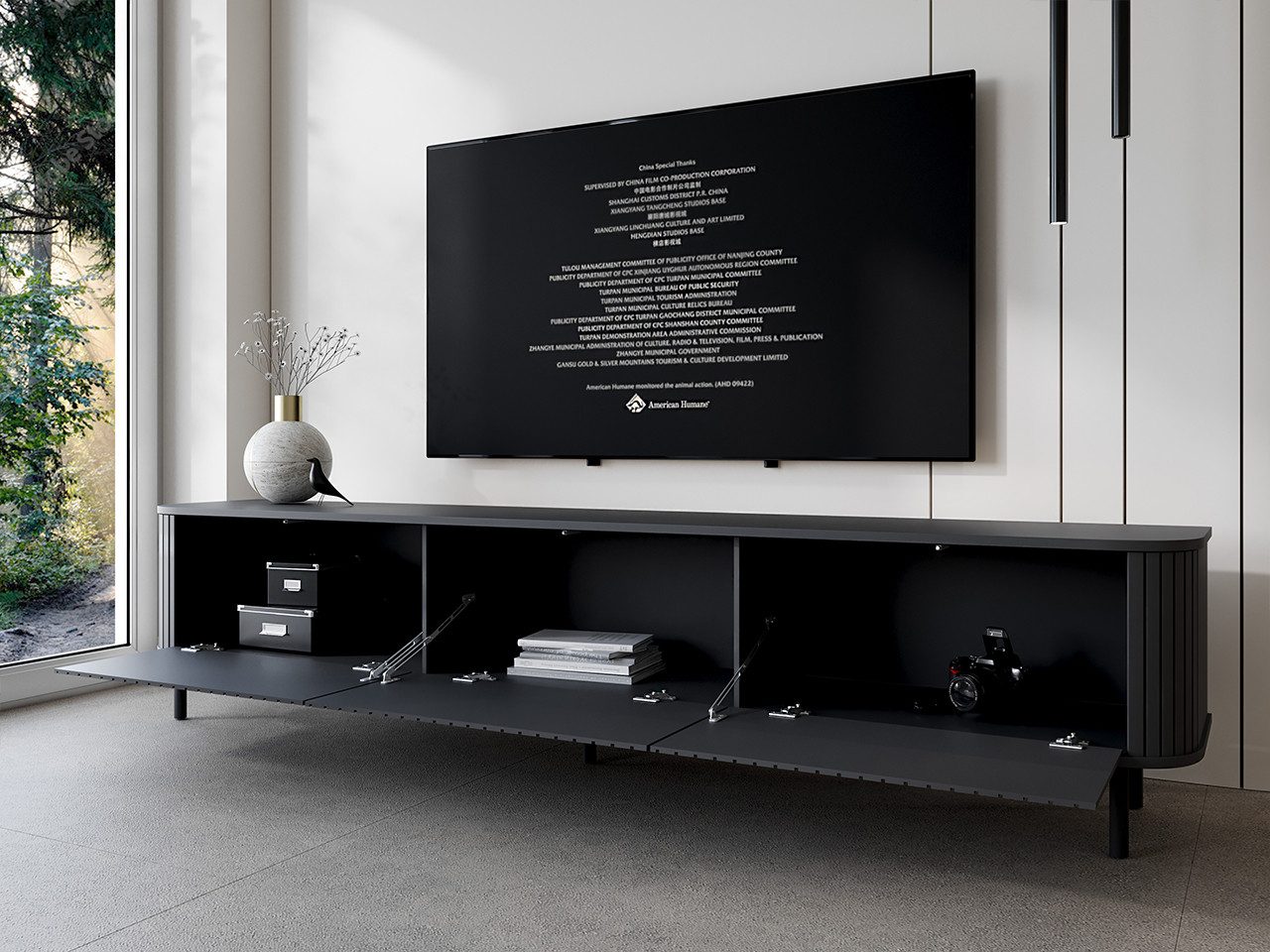 MOEBLINE Lowboard TV Schrank ZILLO 215N Schwarz – Bild 5 von 5