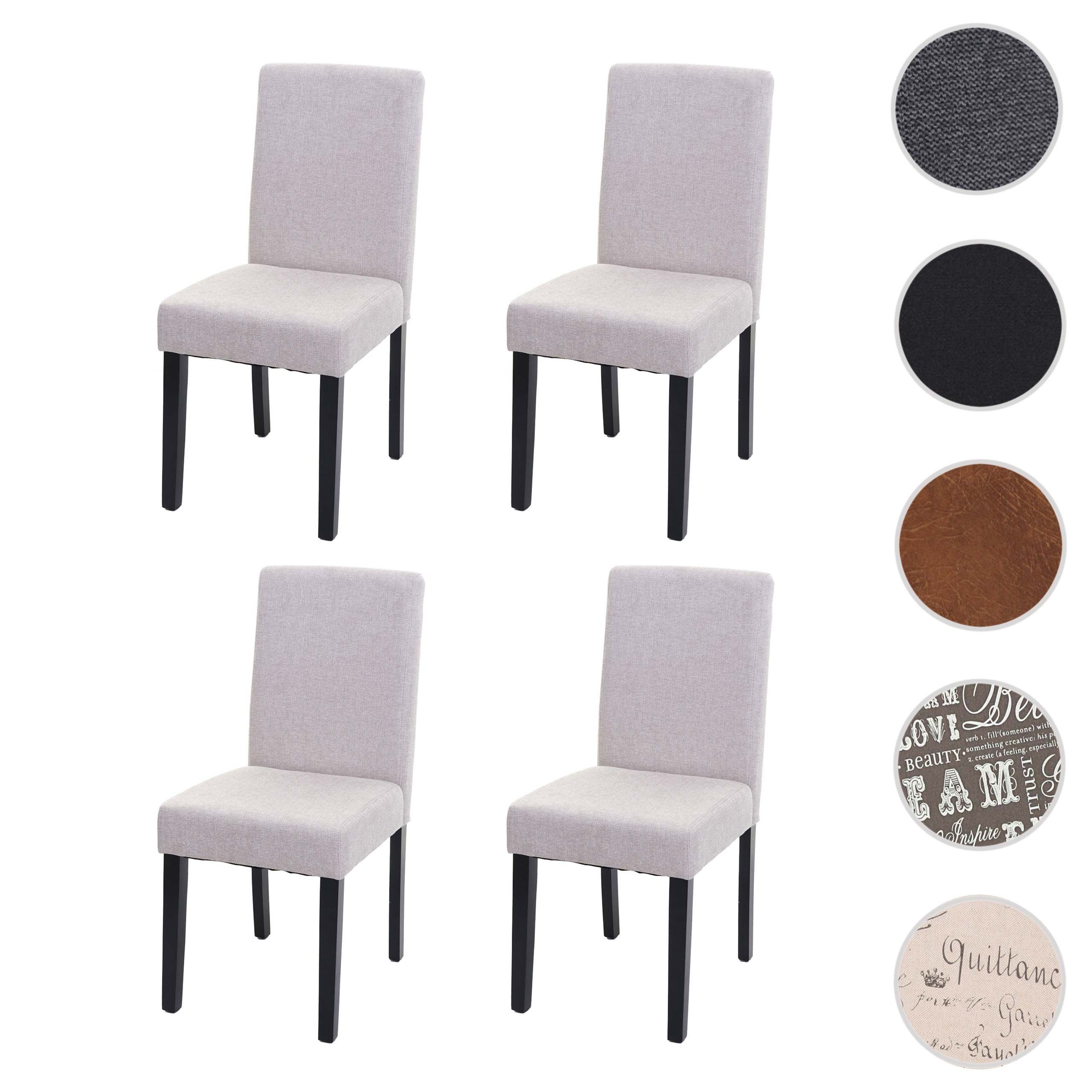 MCW Esszimmerstuhl Littau 4er-Set Textil Creme-Beige Dunkle Beine günstig online kaufen