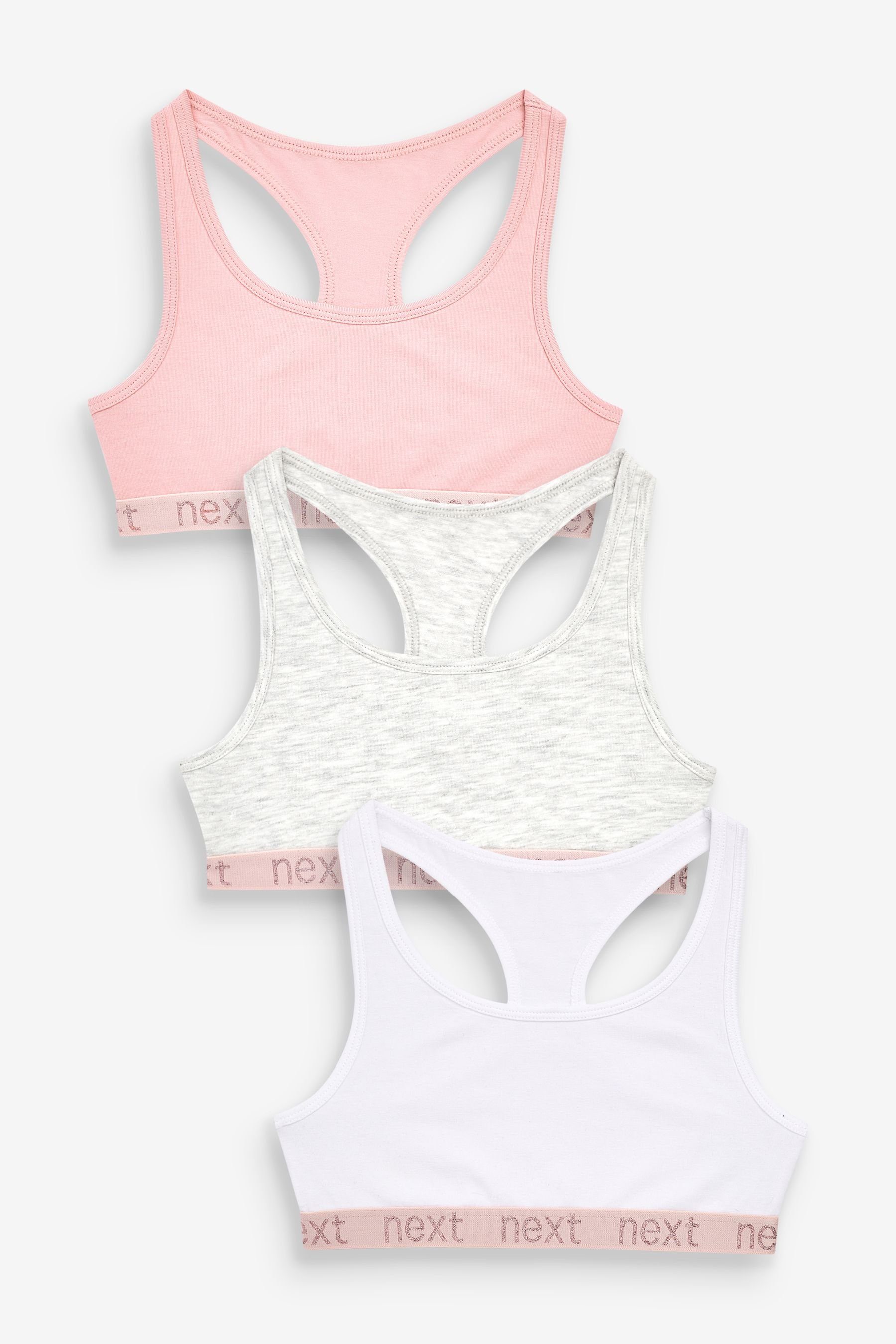 Next Crop-Top Kurze Tops mit Ringerrücken, 3er-Pack (3-tlg) Pink/Grey Sparkle