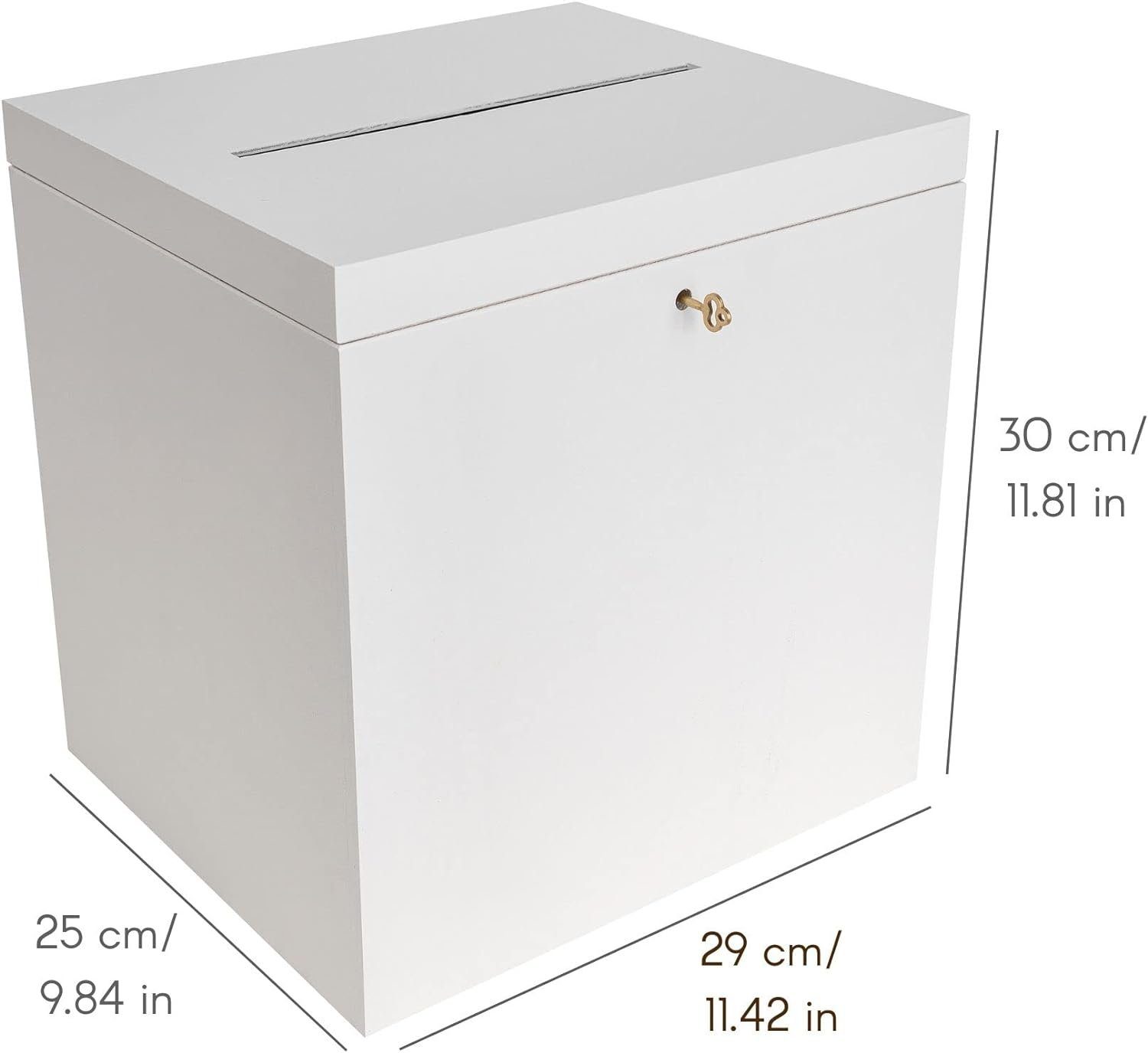 Creative Deco Dekokiste Kartenbox Hochzeit 29x25x30 cm Geschenkkarten Box Geldbox Briefbox, mit Deckel, Schloss und Schlüssel