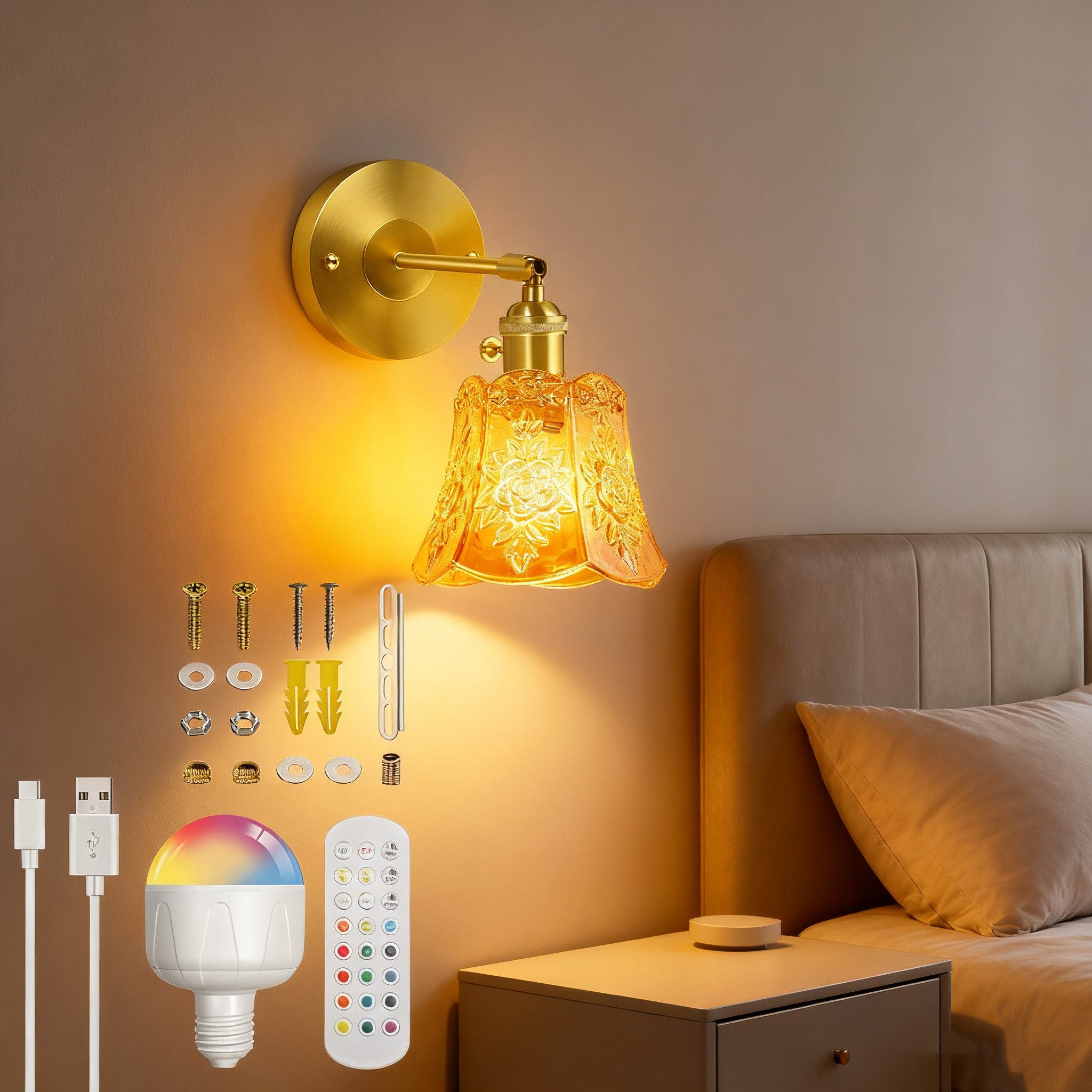 MUPOO Wandleuchte Retro Wandleuchte Innen,Led Gold Wandlampe Vintage mit Sc günstig online kaufen