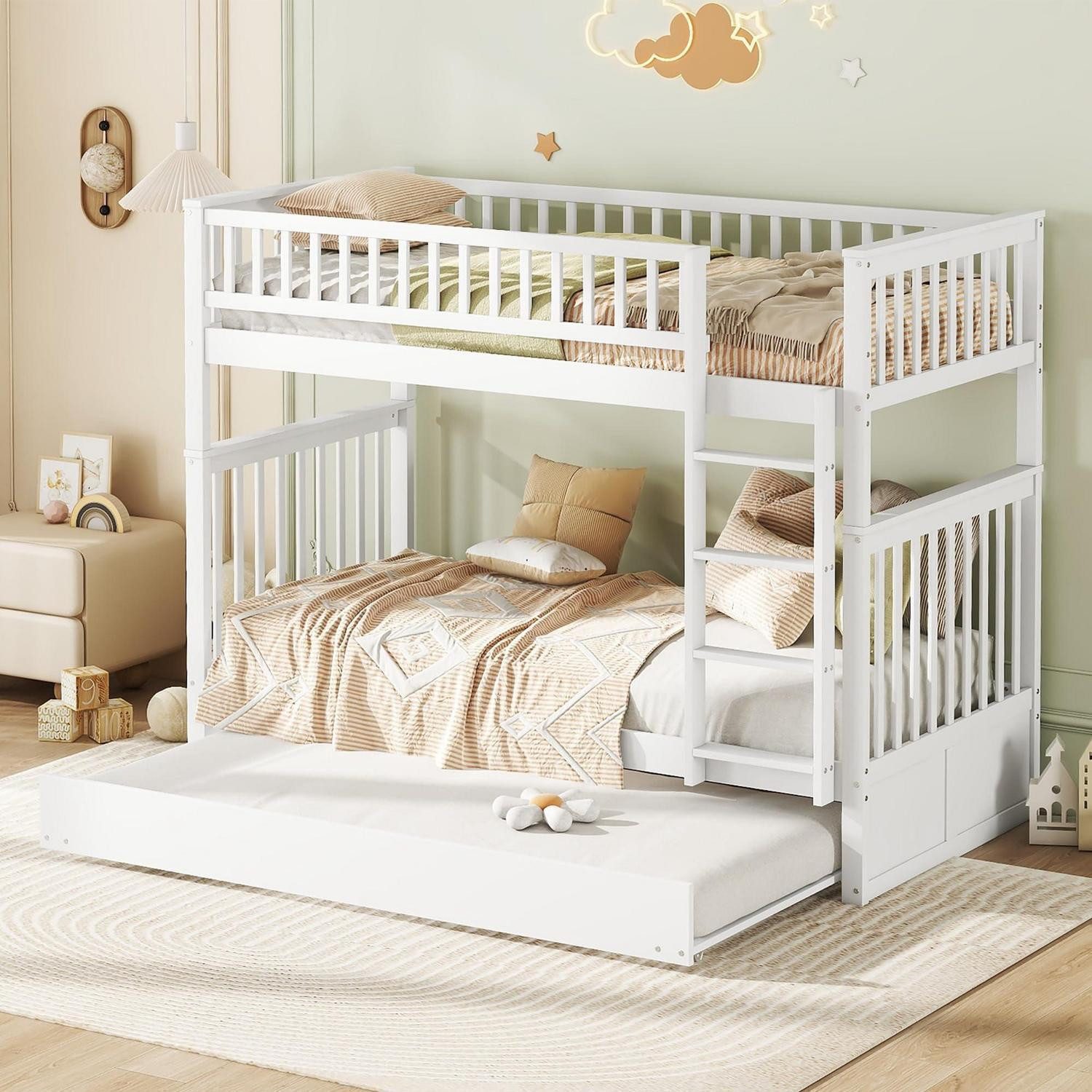 LuxusKollektion Hochbett Hochbett 90x200 mit Ausziehbett (1-St)