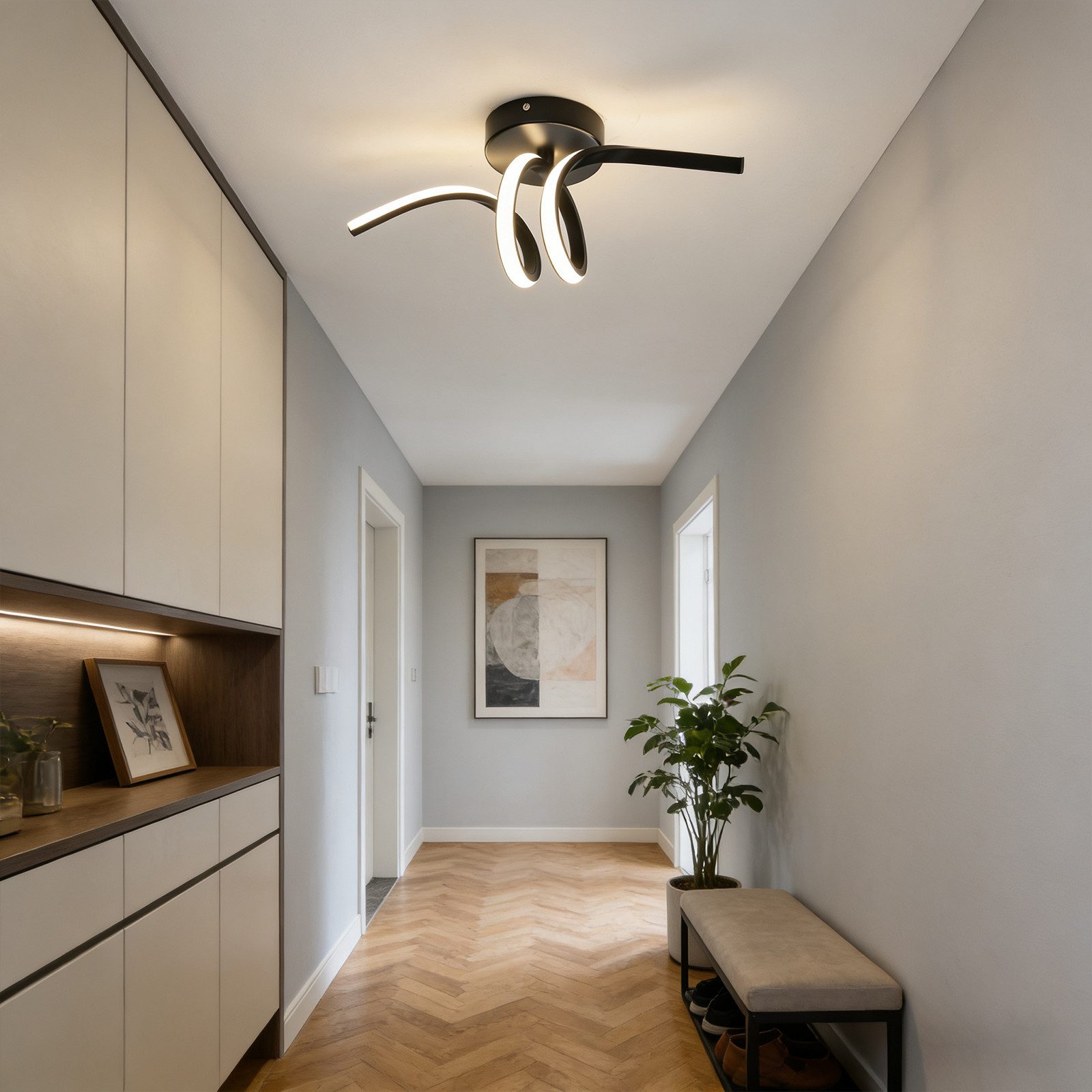 ZMH LED Deckenleuchte Wohnzimmer 3 Blatten verflochten 25/34/40CM Modern für Schlafzimmer, Augenschutz, Einfache Installtion, LED fest integriert, LED fest integriert