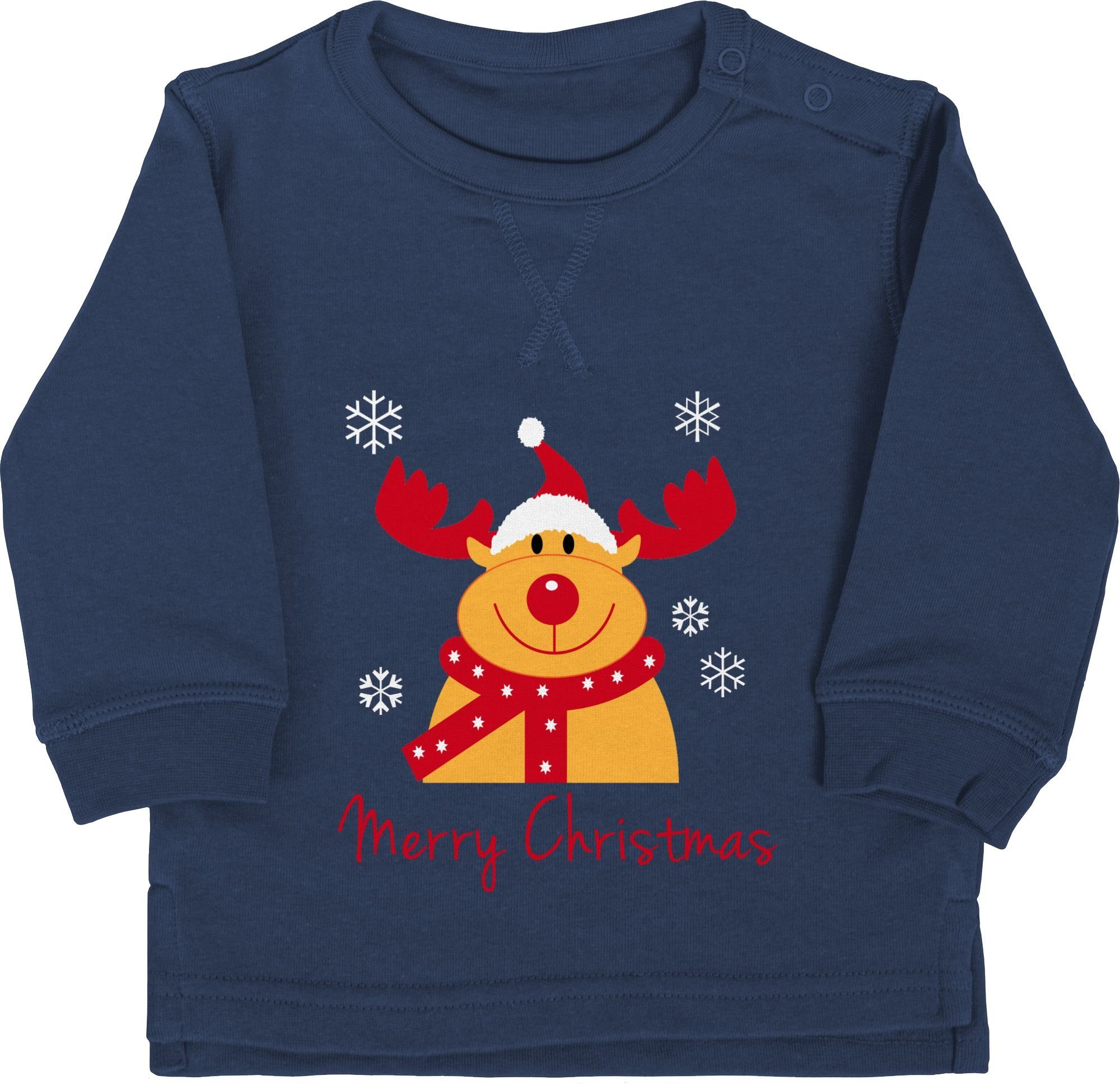 Shirtracer Sweatshirt Merry Christmas Rentier Weihnachten Kleidung Baby 1 Navy Blau