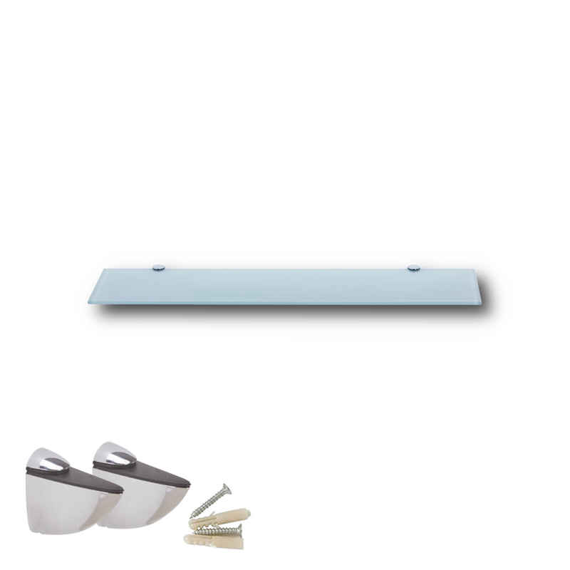HOOZ Wandregal aus Sicherheitsglas mit Halterung - Weiß - 60 x 13 x 0,6 cm, 1-tlg., mit geschliffenen Kanten