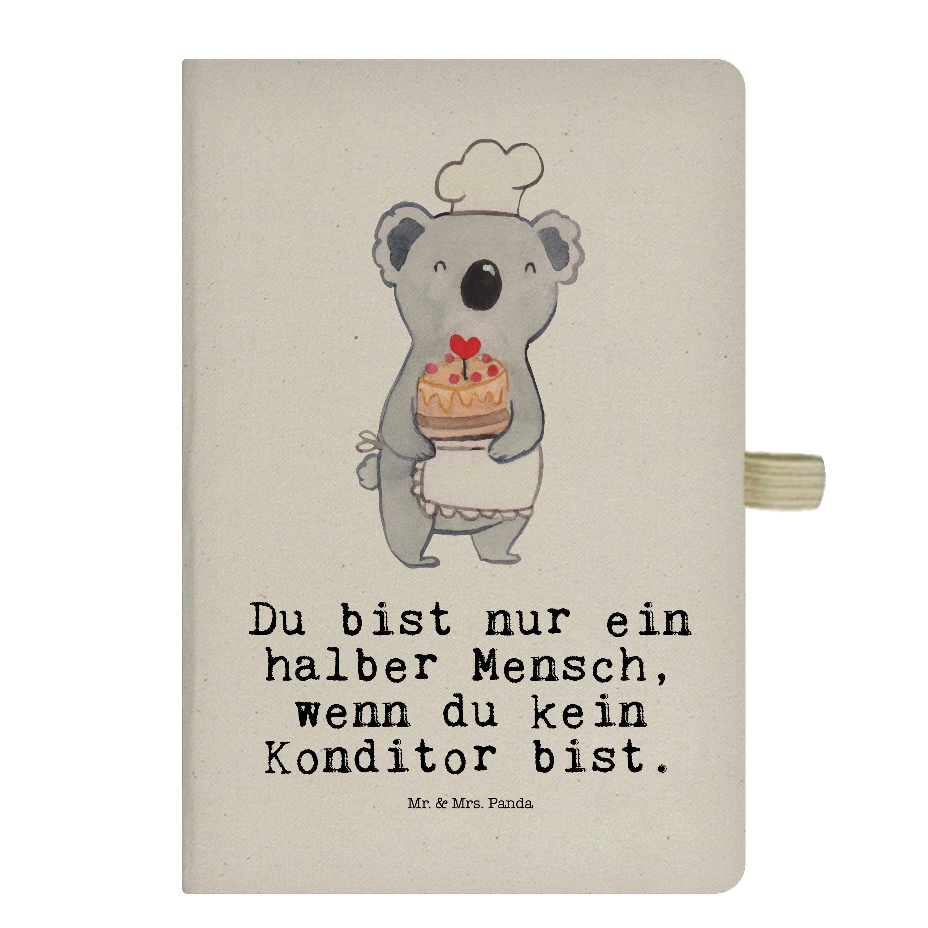 Mr. & Mrs. Panda Notizbuch Konditor mit Herz - Transparent - Geschenk, Patissier, Kuchen, Bäcker Mr. & Mrs. Panda