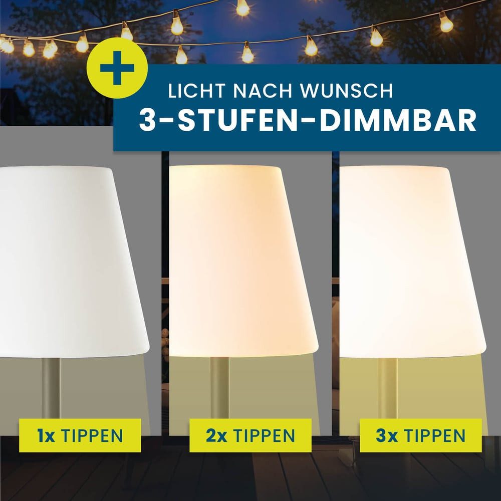 Hoberg Gartenleuchte Outdoor LED-Standleuchte dimmbar - 187 cm, Indoor und Outdoor, Dimmbar 3-Stufen, Wetterbeständig IP44