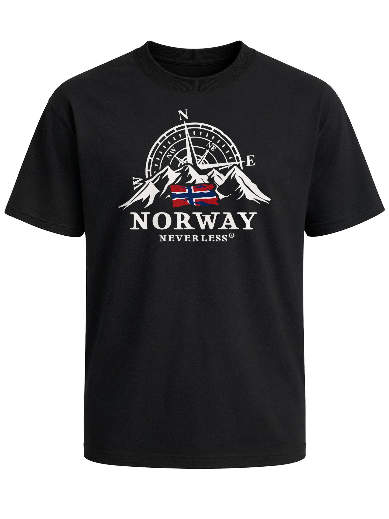 Neverless Oversize-Shirt Herren T-Shirt - Norway - Printshirt Oversized Relaxed Fit Printshirt mit Print