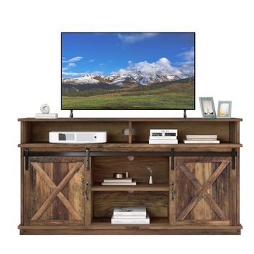 OKWISH TV-Schrank Sideboard mit 2 klassischen Schiebetüren, verstellbaren Regalen (Großer TV-Schrank 148 * 40 * 78 cm (L x B x H), Verstellbaren Regalen für Wohnzimmer) Stabile Struktur mit großer Tragfähigkeit