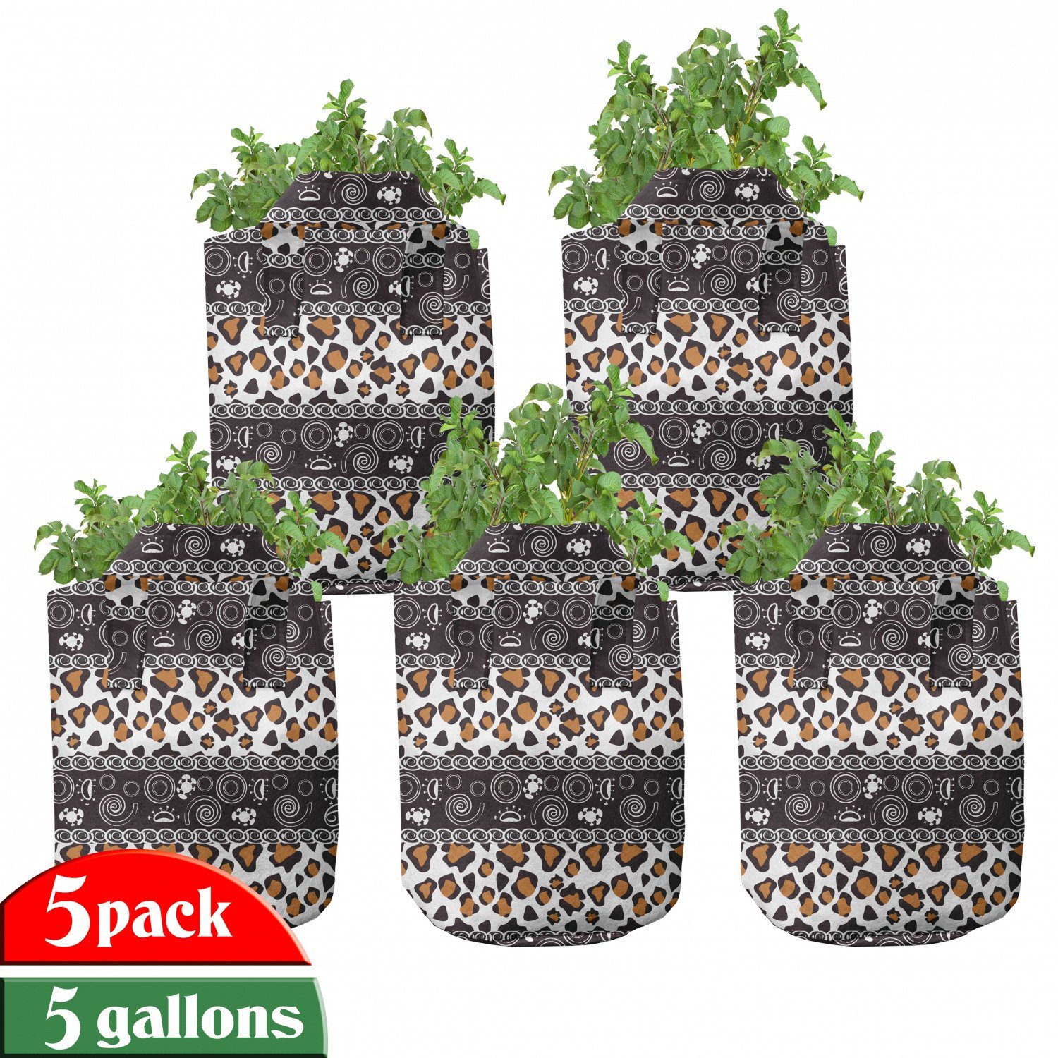 Abakuhaus Pflanzkübel hochleistungsfähig Stofftöpfe mit Griffen für Pflanzen, Sambia Gepard-Muster | Pflanzkübel