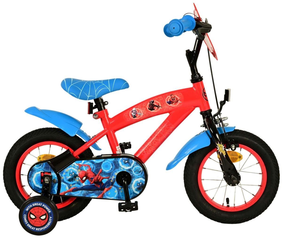 Volare Kinderfahrrad 12 Zoll Kinder Fahrrad Rad Disney Marvel Spiderman Volare 21283-SACB, 1 Gang, Rücktritt, Stützräder,Kettenschutz,Schutzbleche