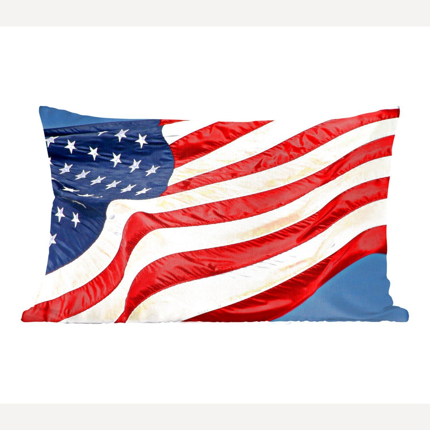 MuchoWow Dekokissen Die Flagge der Vereinigten Staaten im Wind, Wohzimmer Dekoration, Zierkissen, Dekokissen mit Füllung, Schlafzimmer