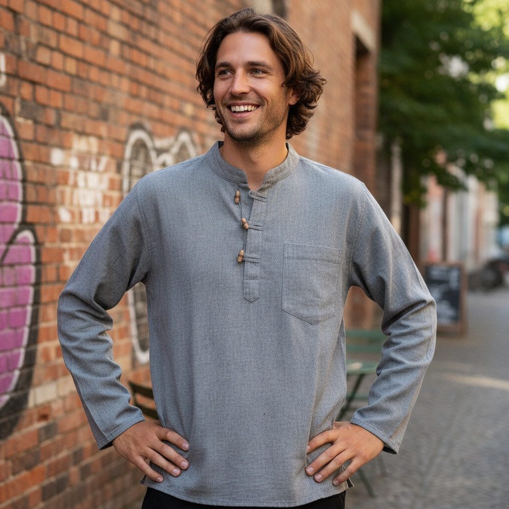 Guru-Shop Hemd & Shirt Nepal Fischerhemd, Goa Hippie Hemd, Yogahemd,.. alte günstig online kaufen