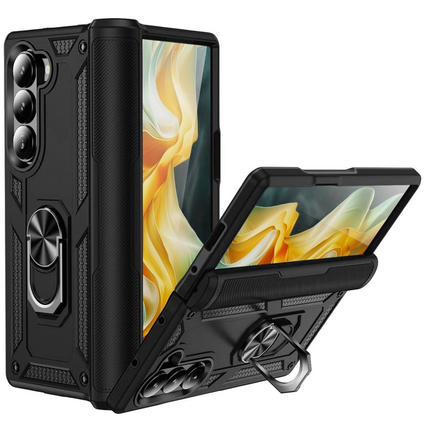 CoolGadget Handyhülle Armor Shield Case für Samsung Galaxy Z Fold 6 7,6 Zoll, Outdoor Cover Magnet Ringhalterung Handy Hülle für Galaxy Z Fold 6 5G