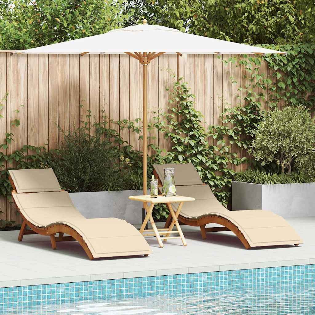 vidaXL Gartenliege Sonnenliege 2 Stk. Massivholz Beige, 2 St.