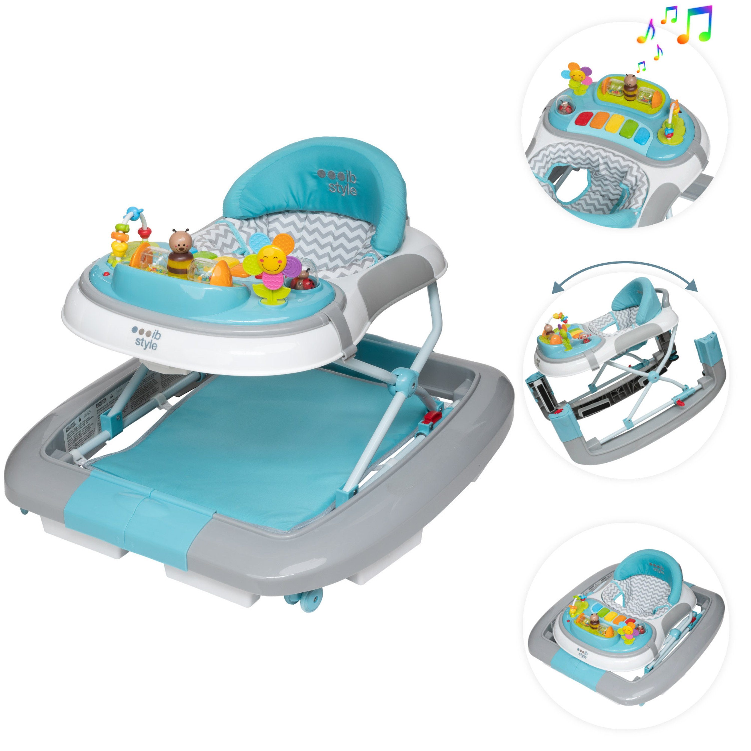 ib style Lauflernhilfe Babywalker elektronischem & Wave mit Schaukelfunktion Mint, Lauflernwagen Spielelement