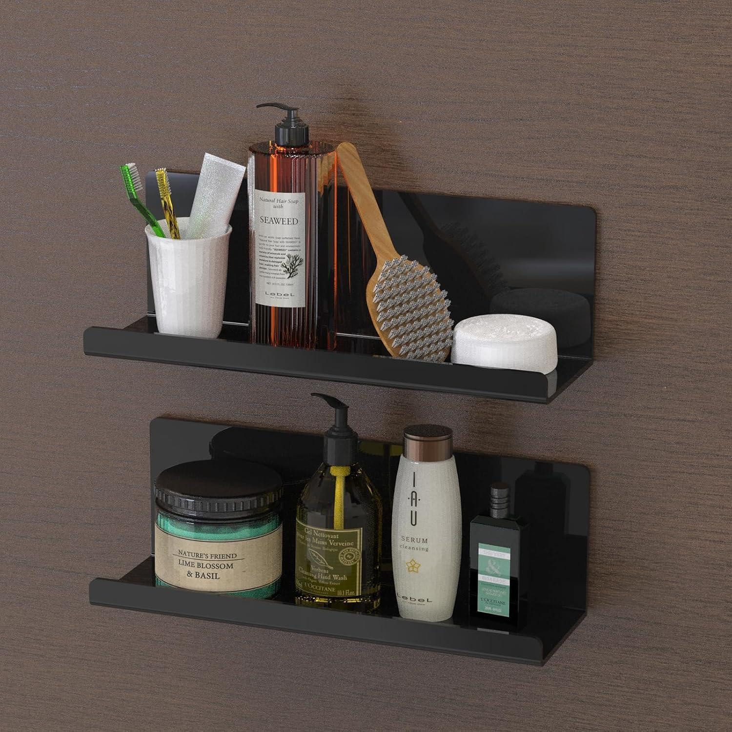 LuxusKollektion Wandregal Wandregal ohne Bohren Acryl 30cm Schweberegal 2 Stück Schwarz