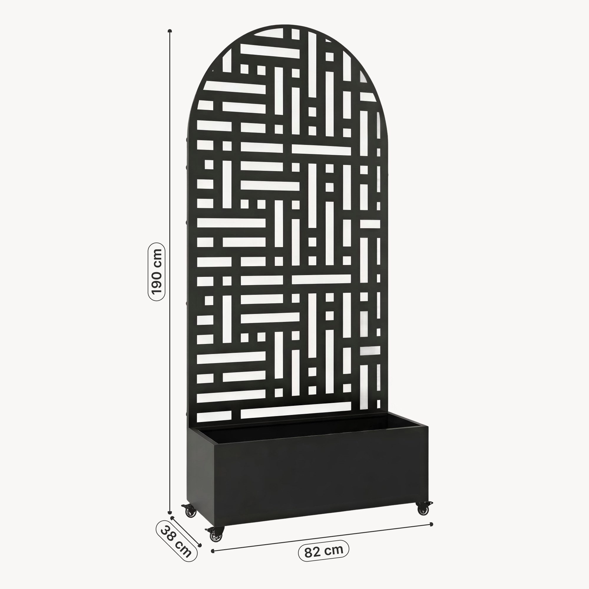 casa.pro Blumenkasten, mit Trennwand »Bernalda« rollbar Stahl 190x82x38 cm Schwarz