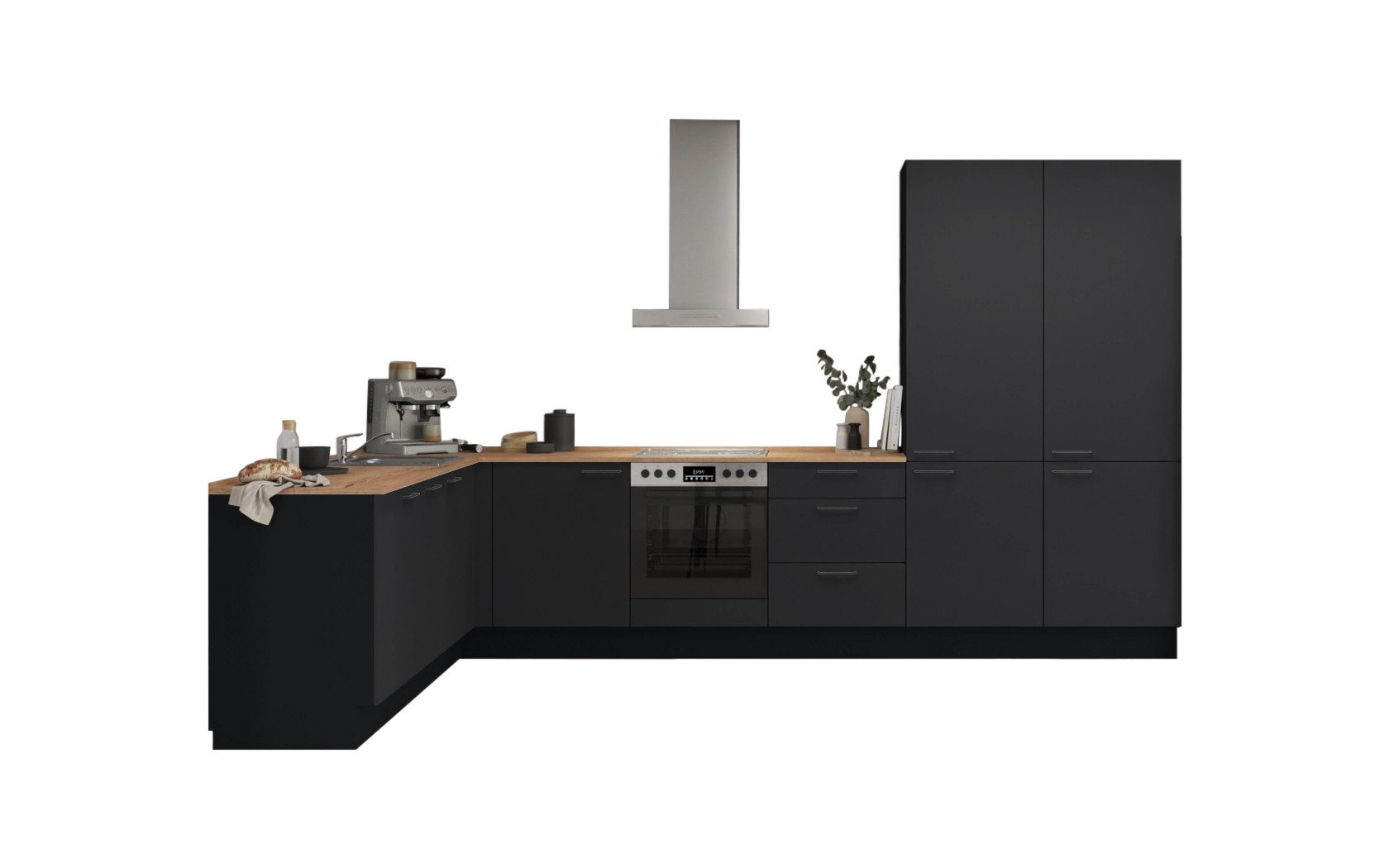 nobilia® Winkelküche Alma, individuell anpassbar, gratis Küchenplanung mit Profis, (Breite 613.2 cm), vormontiert, wahlw. mit E-Geräten, inkl. Lieferung