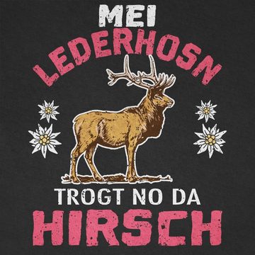 Shirtracer T-Shirt Mei Lederhosn trogt no da Hirsch - weiß/rot Mode für Oktoberfest Kinder Outfit