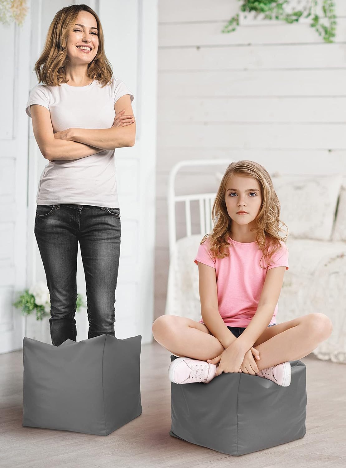 Amilian Pouf Sitzsack - Bodenkissen - Sitzhocker - Hocker - Fußhocker: 35x35x35 cm, Fußablage