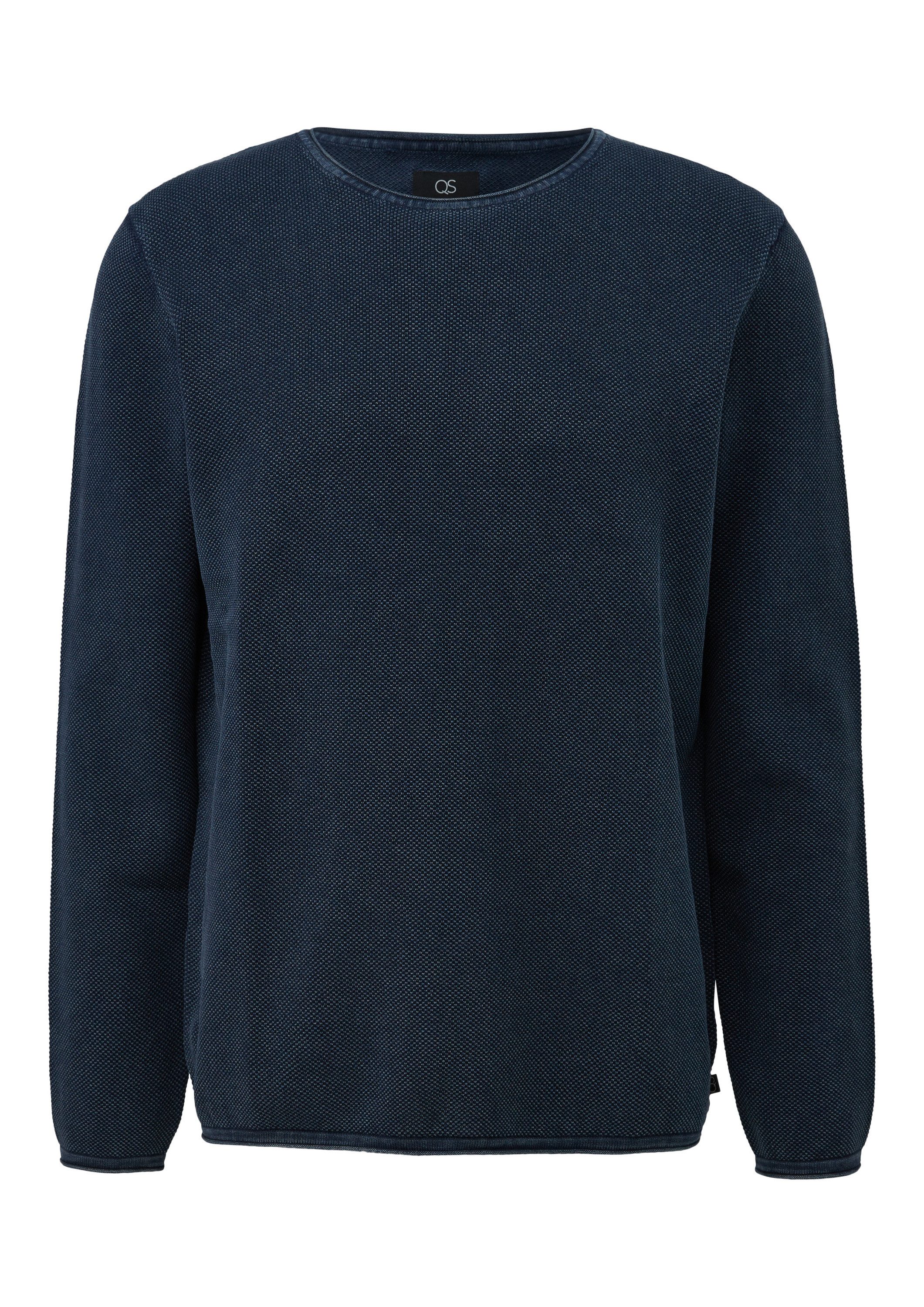 QS Longpullover Strickpullover Gewaschener Pullover mit Rollkante günstig online kaufen