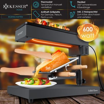 KESSER Raclette, 600 W, Raclette Grill 2in1 Käse-Raclette Käseschmelzer, Tischgrill