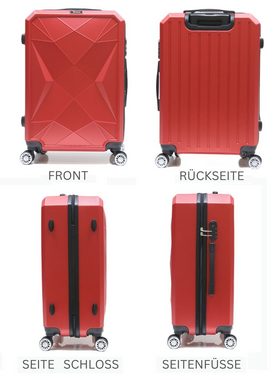 Rungassi Kofferset Rungassi Hartschalenkoffer Trolley Reisekoffer Koffer Set CF-ABS03 rot