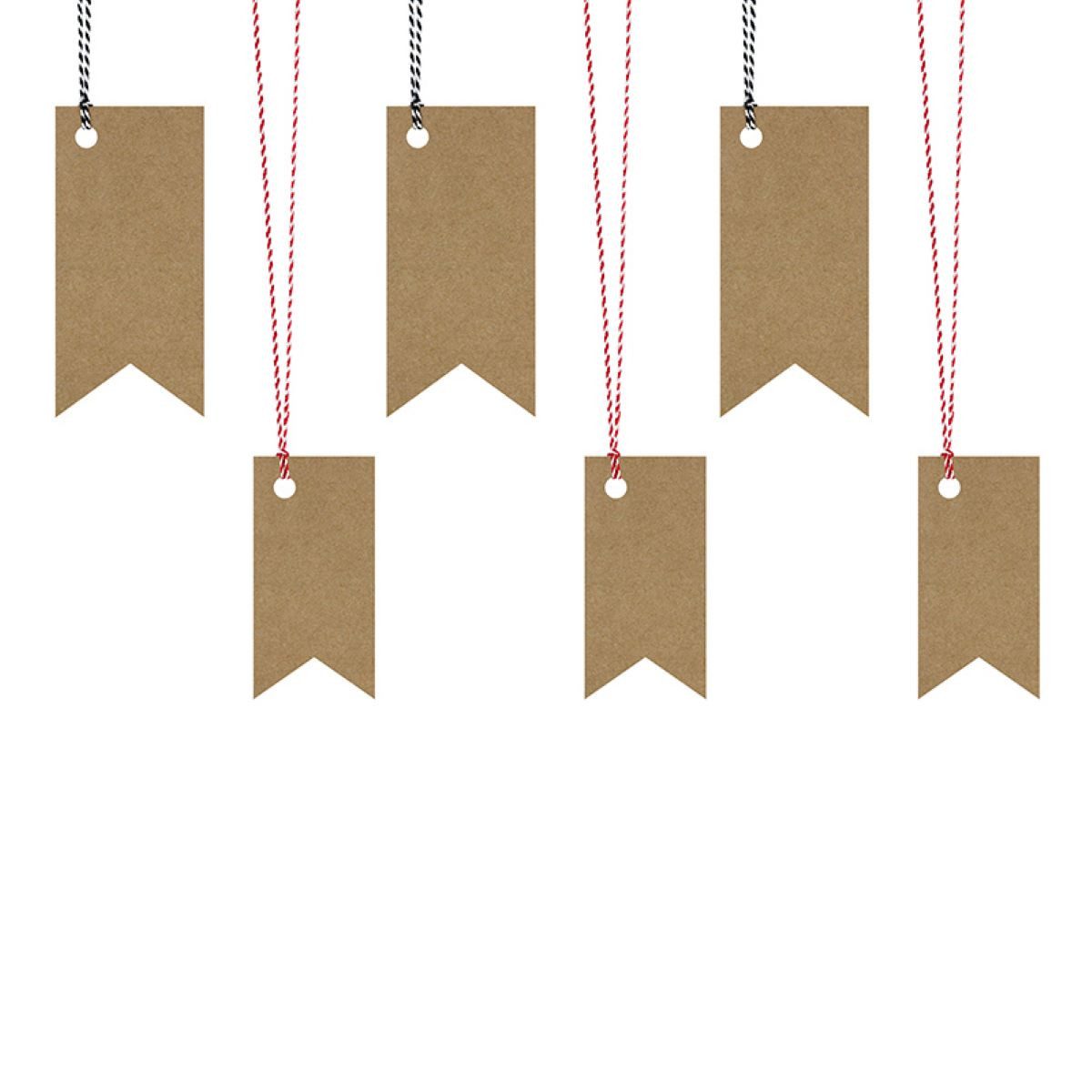 partydeco Geschenkpapier Geschenkanhänger Natur mit Kordel 6Stk.
