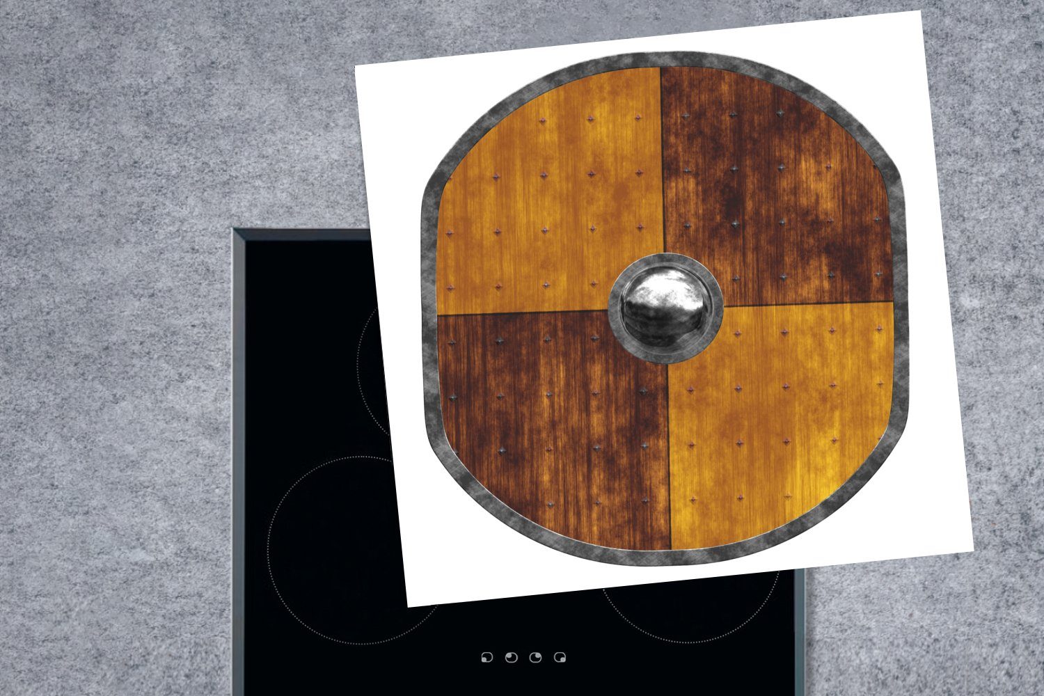 Hölzerner Vinyl, Schild (1 Arbeitsplatte tlg), MuchoWow Wikingers, cm, 78x78 eines Herdblende-/Abdeckplatte für küche Ceranfeldabdeckung,