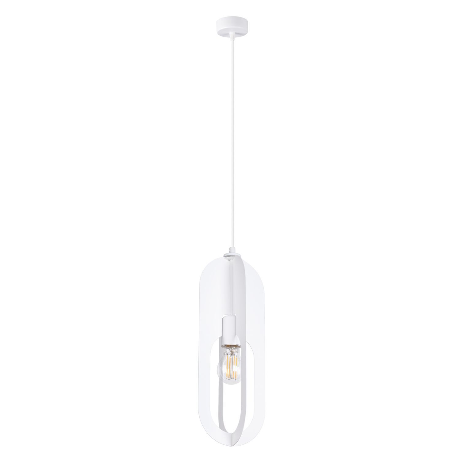 Licht-Erlebnisse Pendelleuchte VERONA, ohne Leuchtmittel, Metall E27 rund Ø 11 cm H: max. 140 cm Weiß Modern