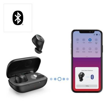 Hama True-Wireless-Kopfhörer (mit kabellosem Ladegerät, In Ear, 12 h Akku) Bluetooth-Kopfhörer (True Wireless, Google Assistant, Siri)